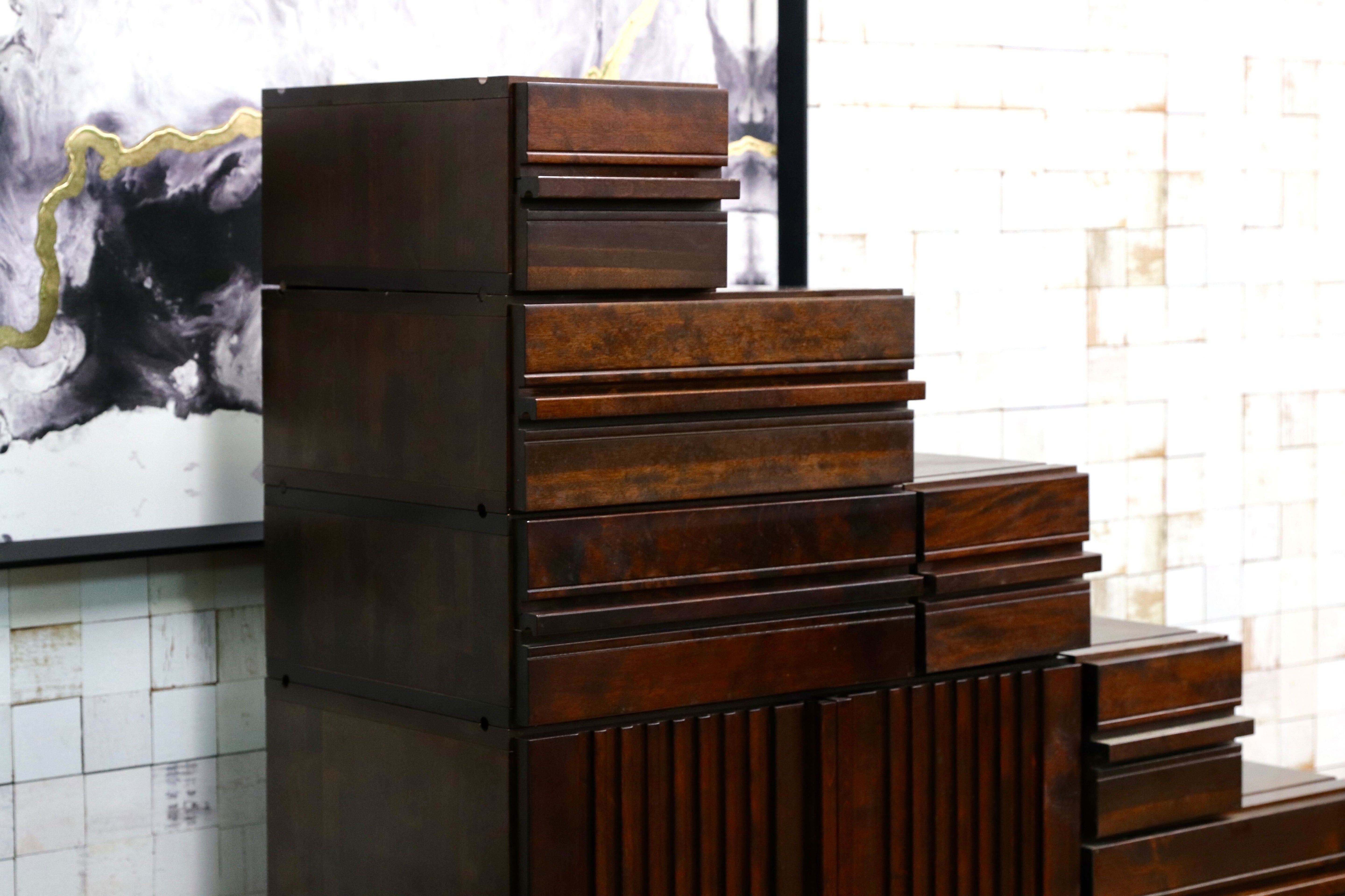 GMIH268○最高級 特注 民芸家具 階段箪笥 ミズメザクラ 和製アンティーク 組み合わせ自由 整理箪笥 検）星野民芸 九州民芸 松本民芸家具