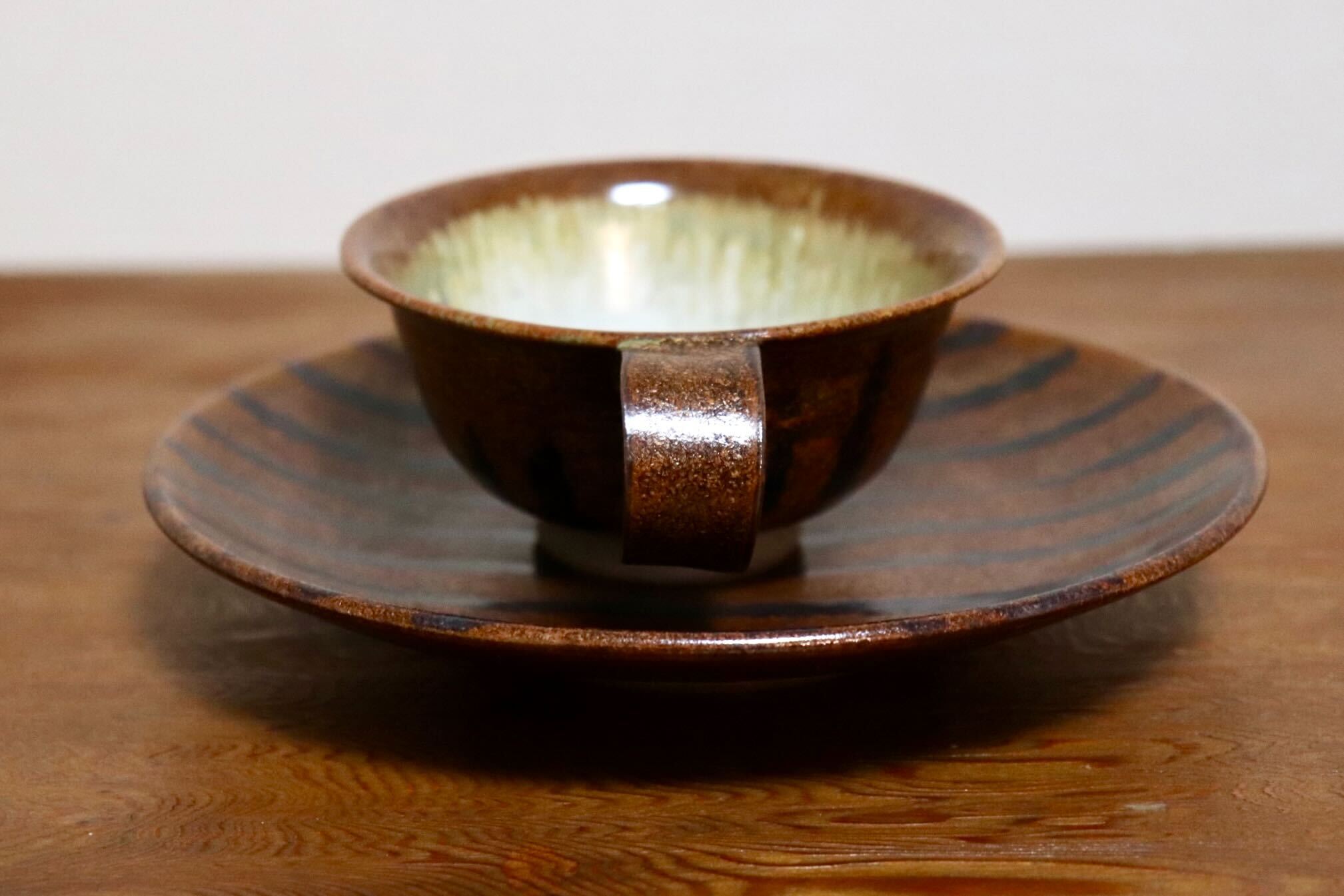 GMIO442○千代市陶房 清水千代市 丹波焼 紅茶碗皿 カップ&ソーサー ティーカップ 伝統工芸 未使用