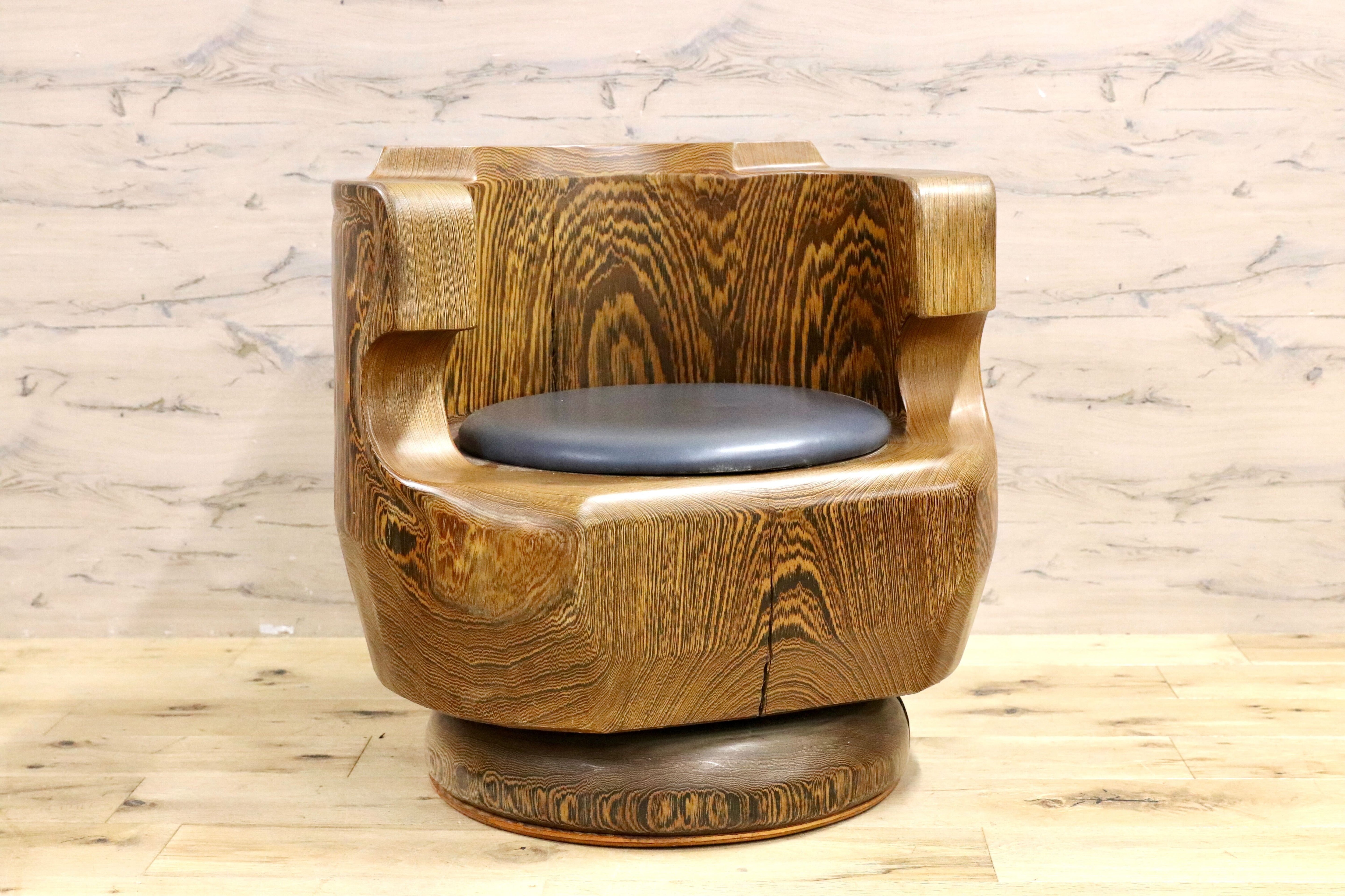 GMIH275A○鉄刀木 タガヤサン 大臣椅子 回転椅子 無垢材 応接 ラウンジ 和室 座敷 アンティーク