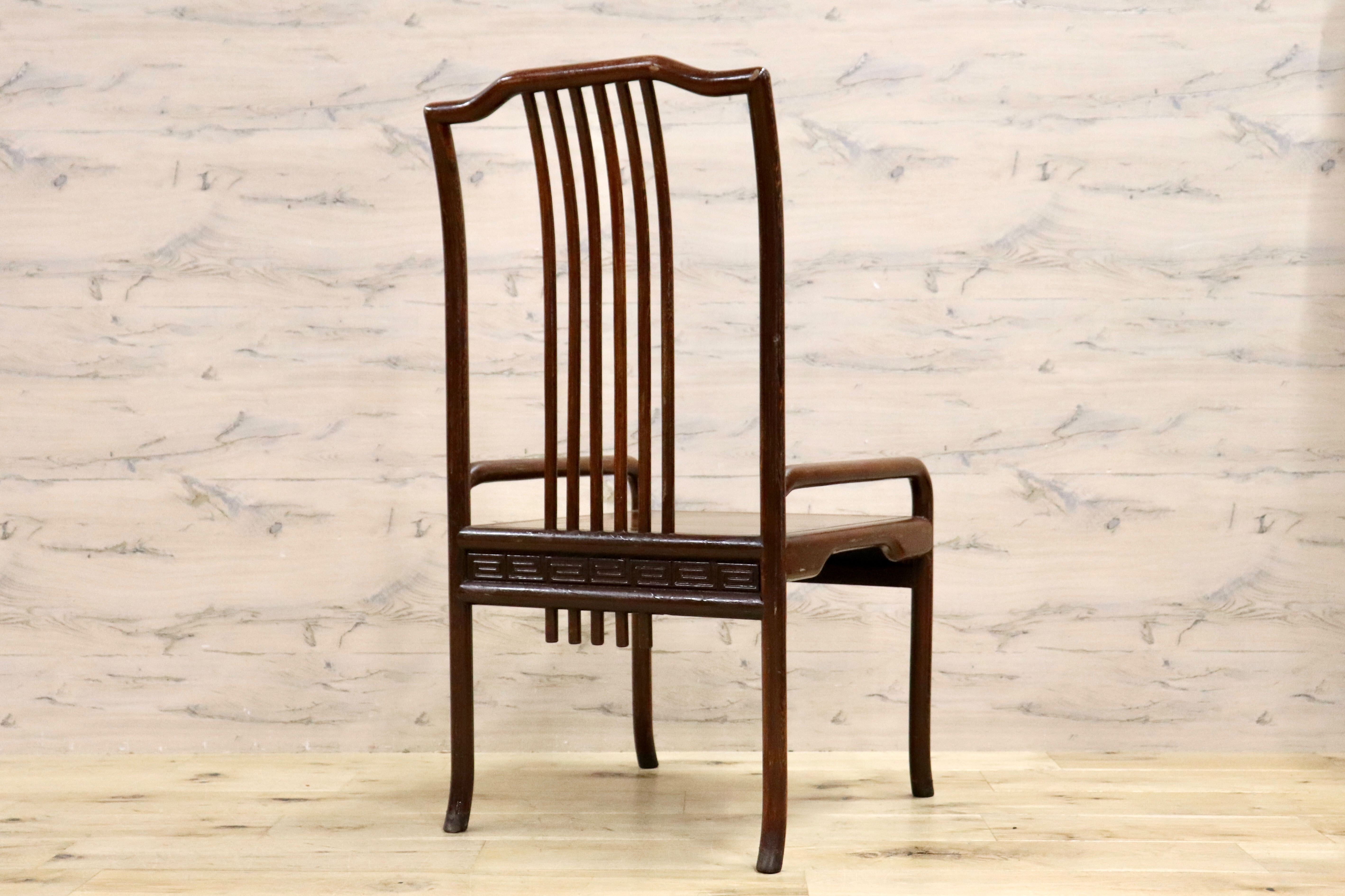 GMHS378E○唐木家具 鉄刀木 ダイニングチェア 食卓椅子 セミアームチェア アジアン ヴィンテージ オリエンタル 中国美術 椅子 木製家具