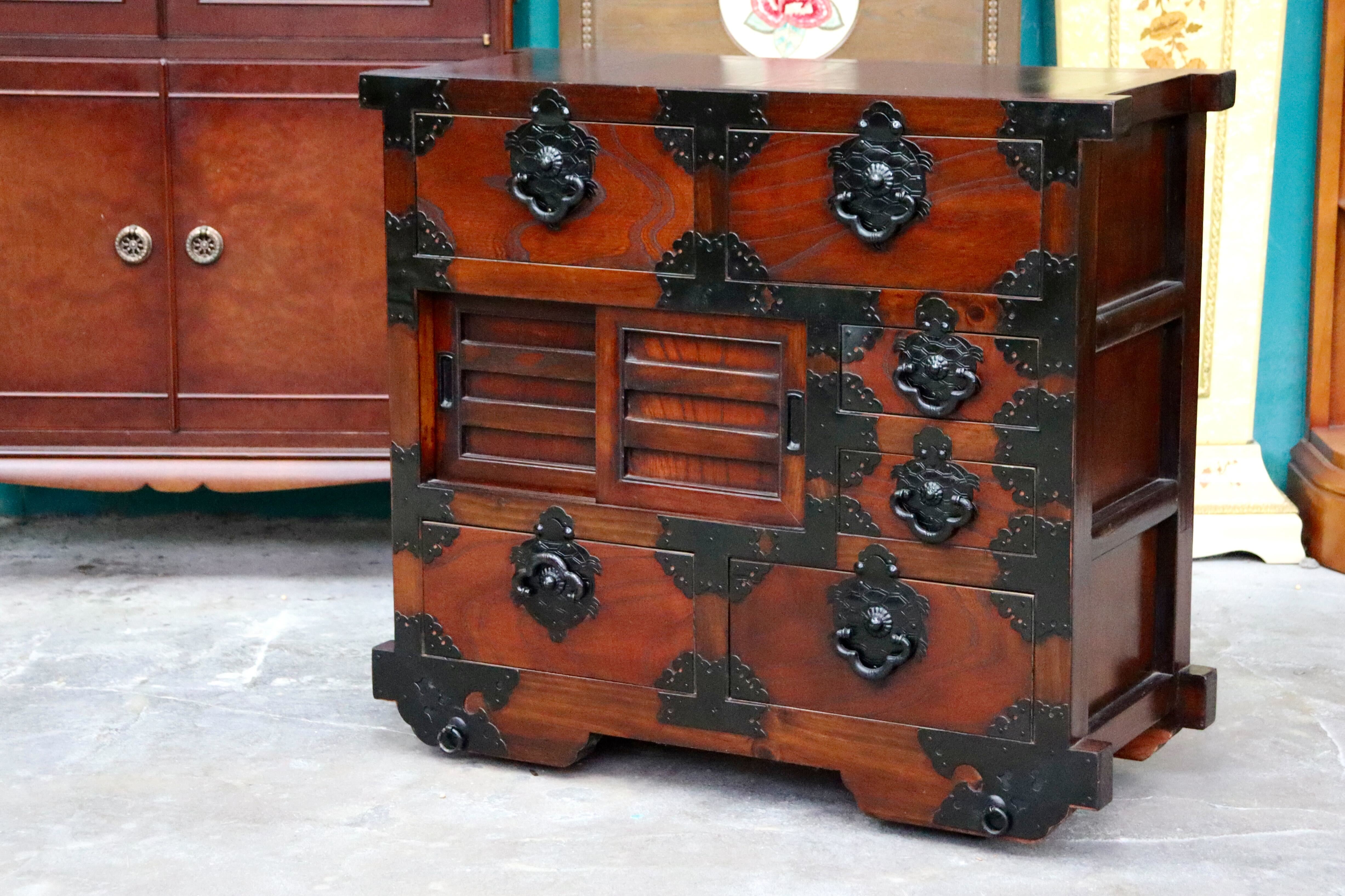 GMIS403○車箪笥 チェスト 整理箪笥 和モダン 古民家 レトロ 和家具 収納 引き出し 戸棚 アンティーク ヴィンテージ