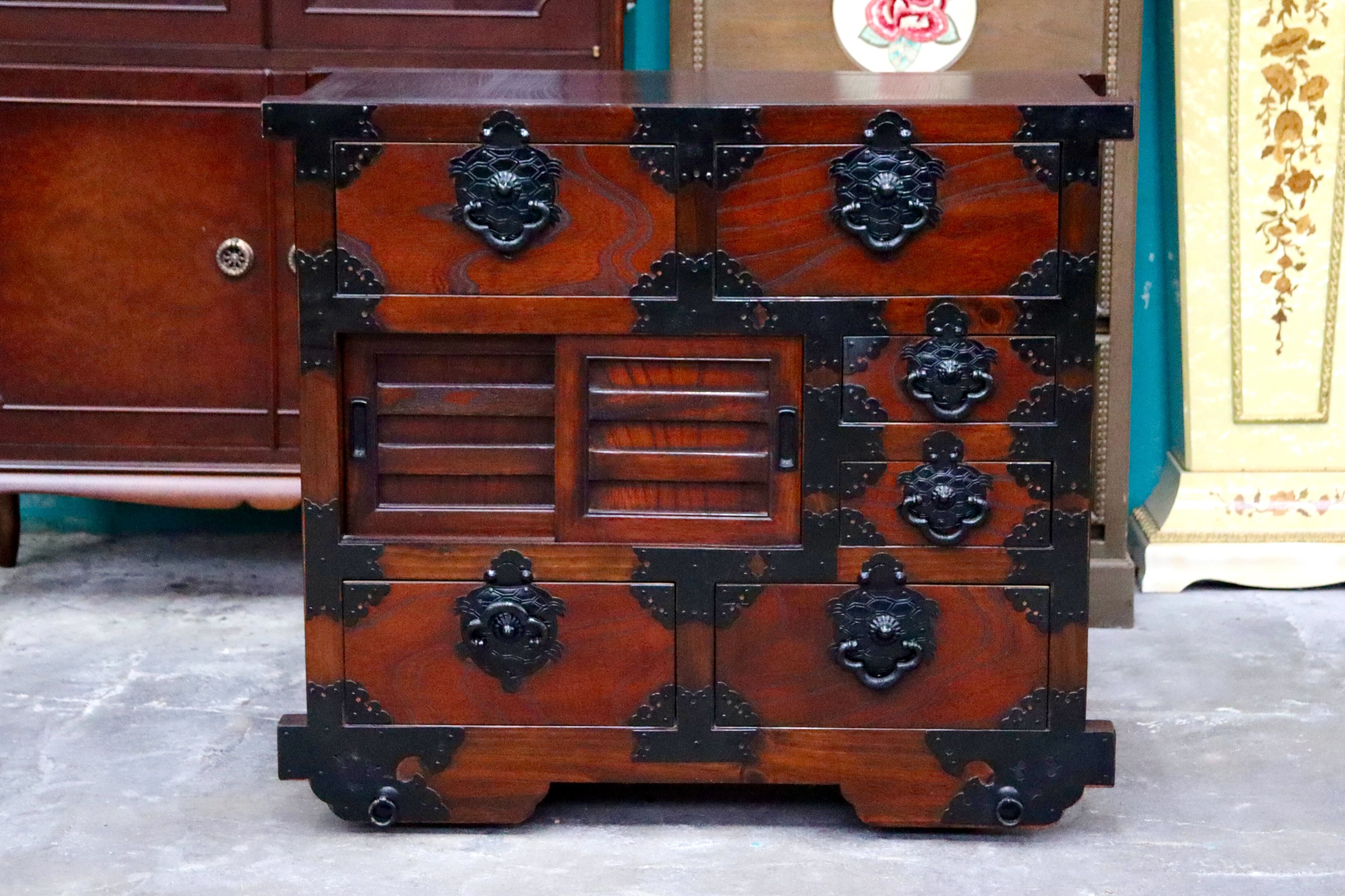 GMIS403○車箪笥 チェスト 整理箪笥 和モダン 古民家 レトロ 和家具 収納 引き出し 戸棚 アンティーク ヴィンテージ