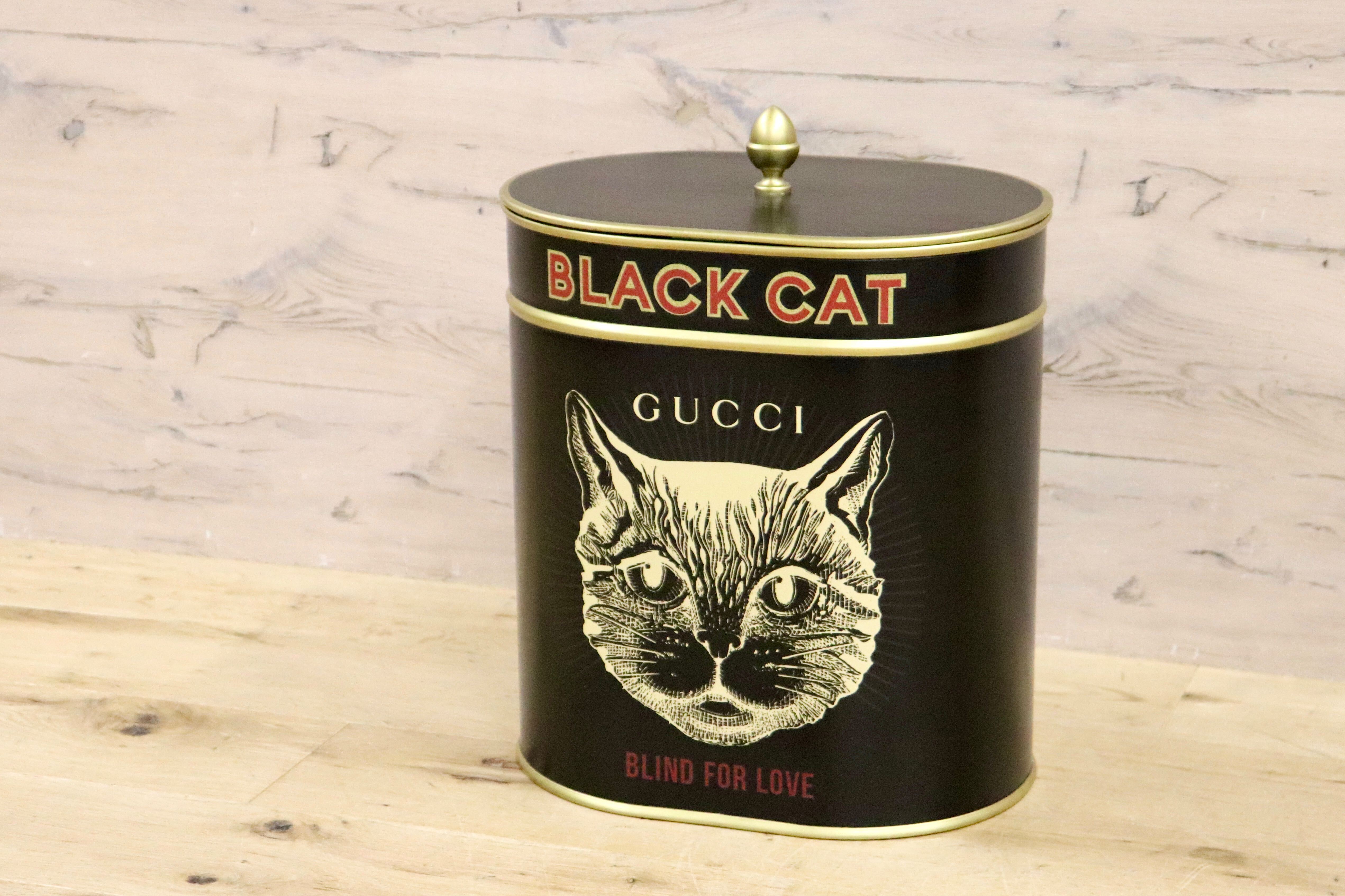 GMHO14○GUCCI / グッチ 収納ボックス blackcat Alessandro Michele アレッサンドロミケーレ 猫 蓋付