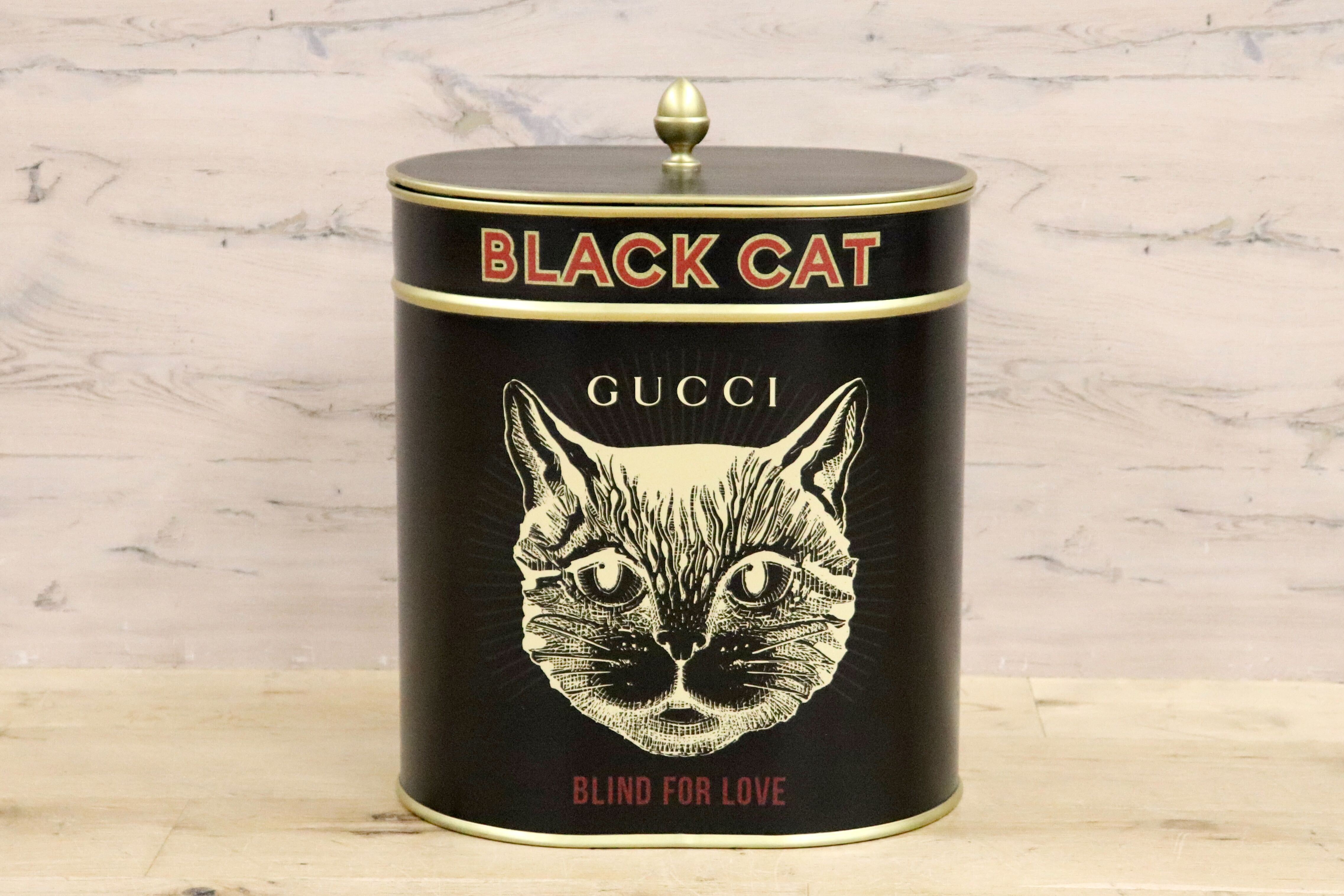 GMHO14○GUCCI / グッチ 収納ボックス blackcat Alessandro Michele アレッサンドロミケーレ 猫 蓋付き収納 ダストボックス 約40万 稀少