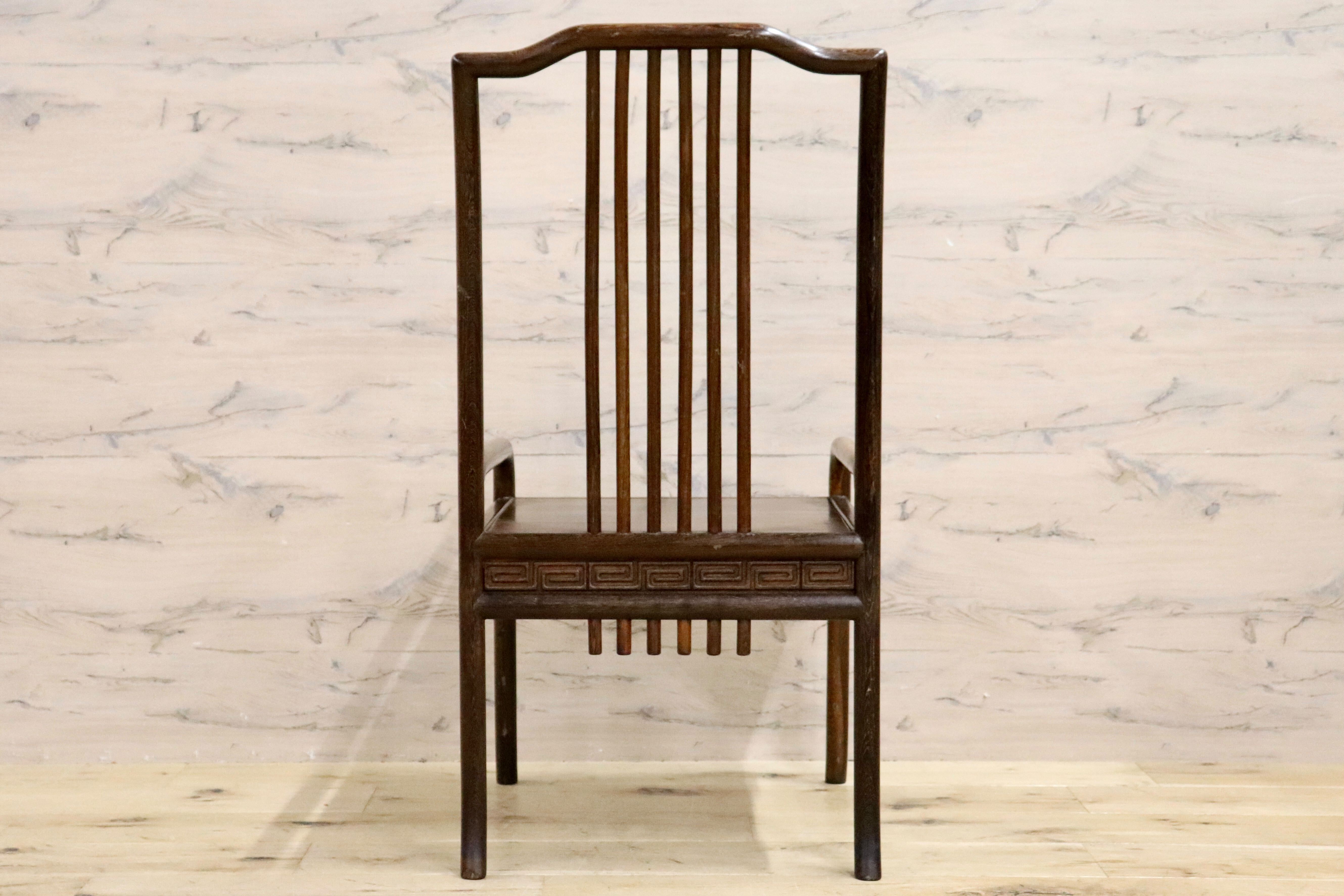 GMHS378F○唐木家具 鉄刀木 ダイニングチェア 食卓椅子 セミアームチェア アジアン ヴィンテージ オリエンタル 中国美術 椅子 木製家具
