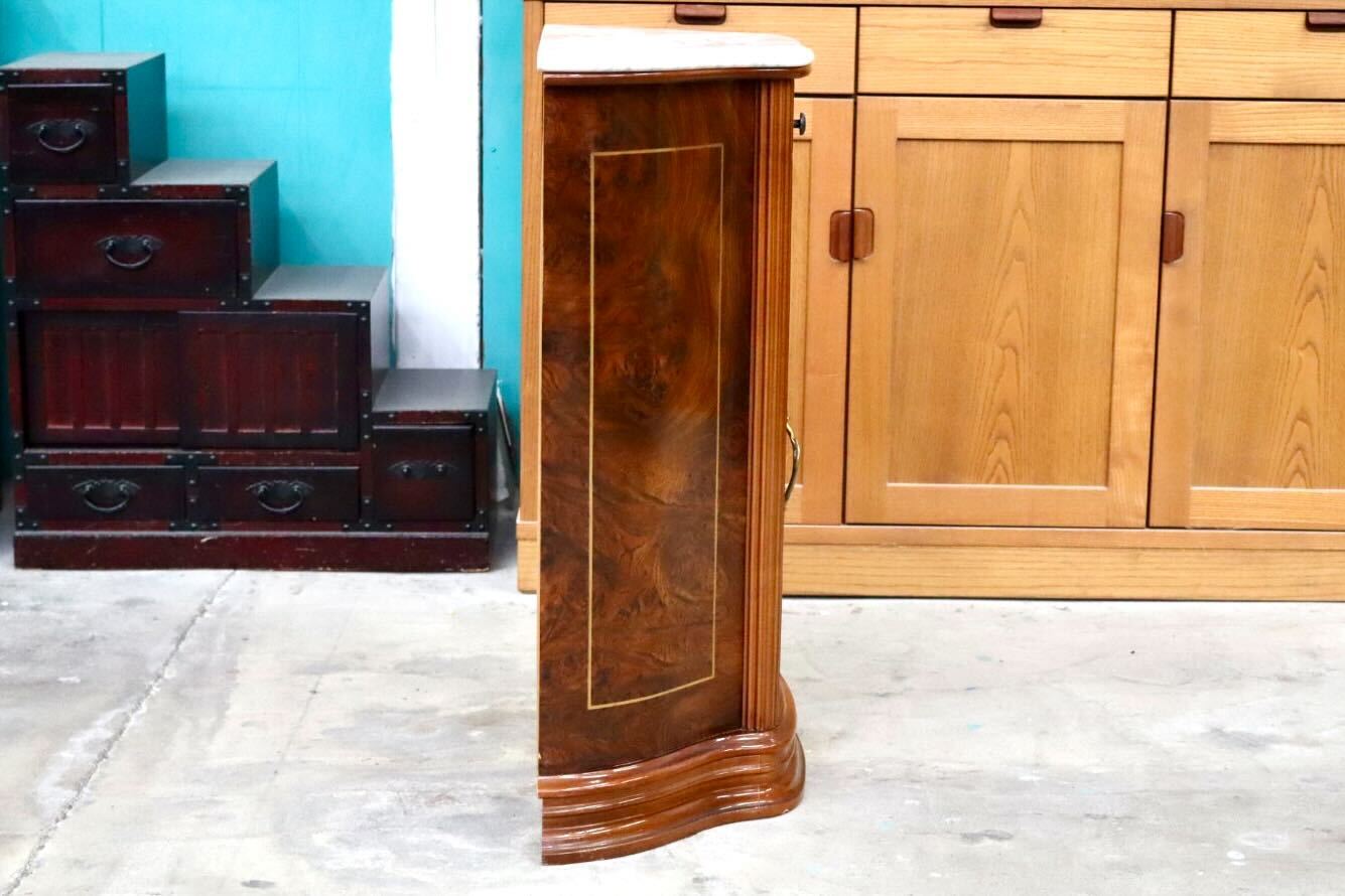 GMIH383A○サイドボード キャビネット 花台 木製 大理石天板 引き出し レトロ ヨーロピアン ヴィンテージ