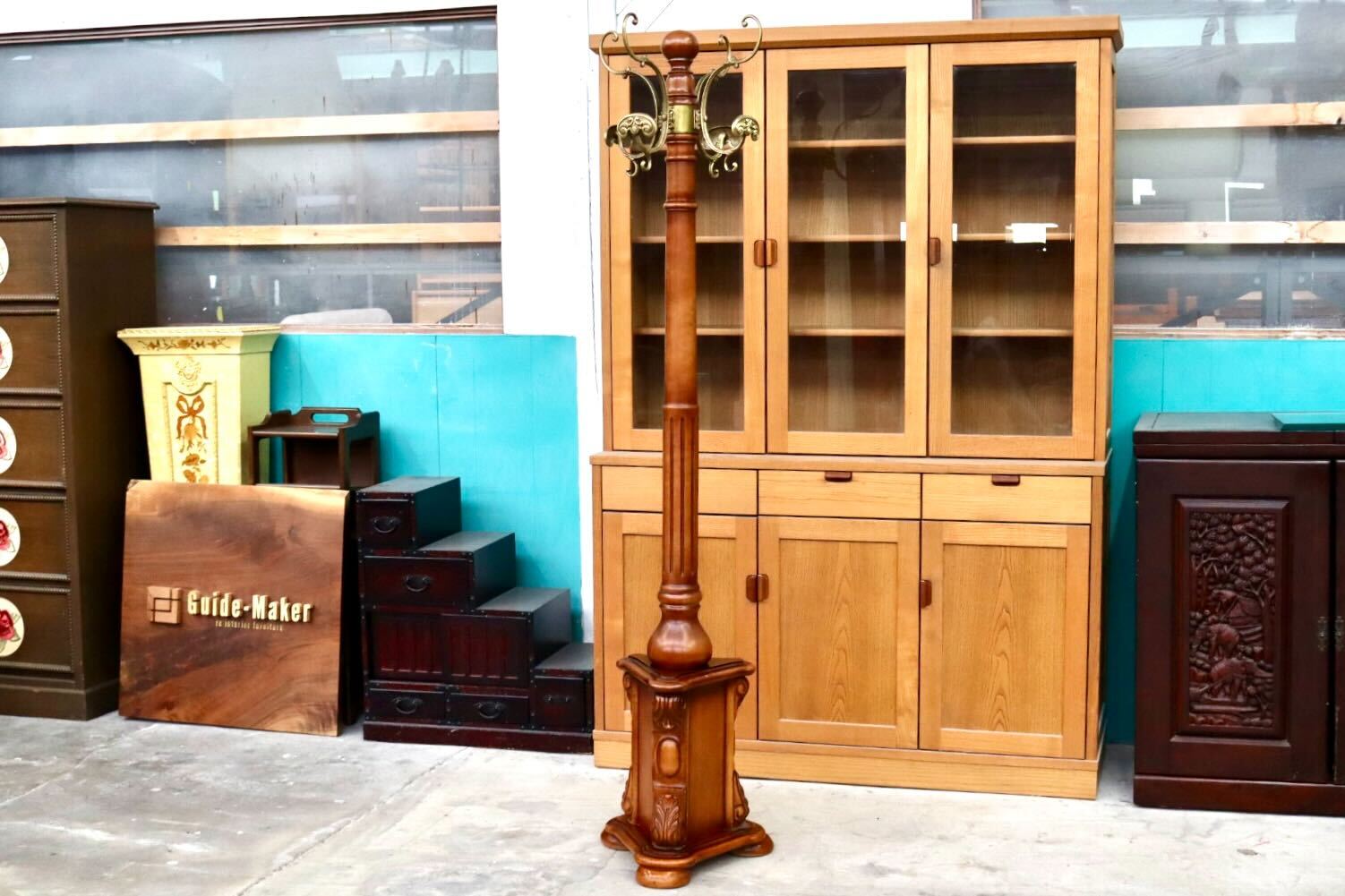 GMIS503○コートハンガー 帽子掛け コート掛け ポールハンガー ハンガーラック 木製 レトロ クラシック ヴィンテージ