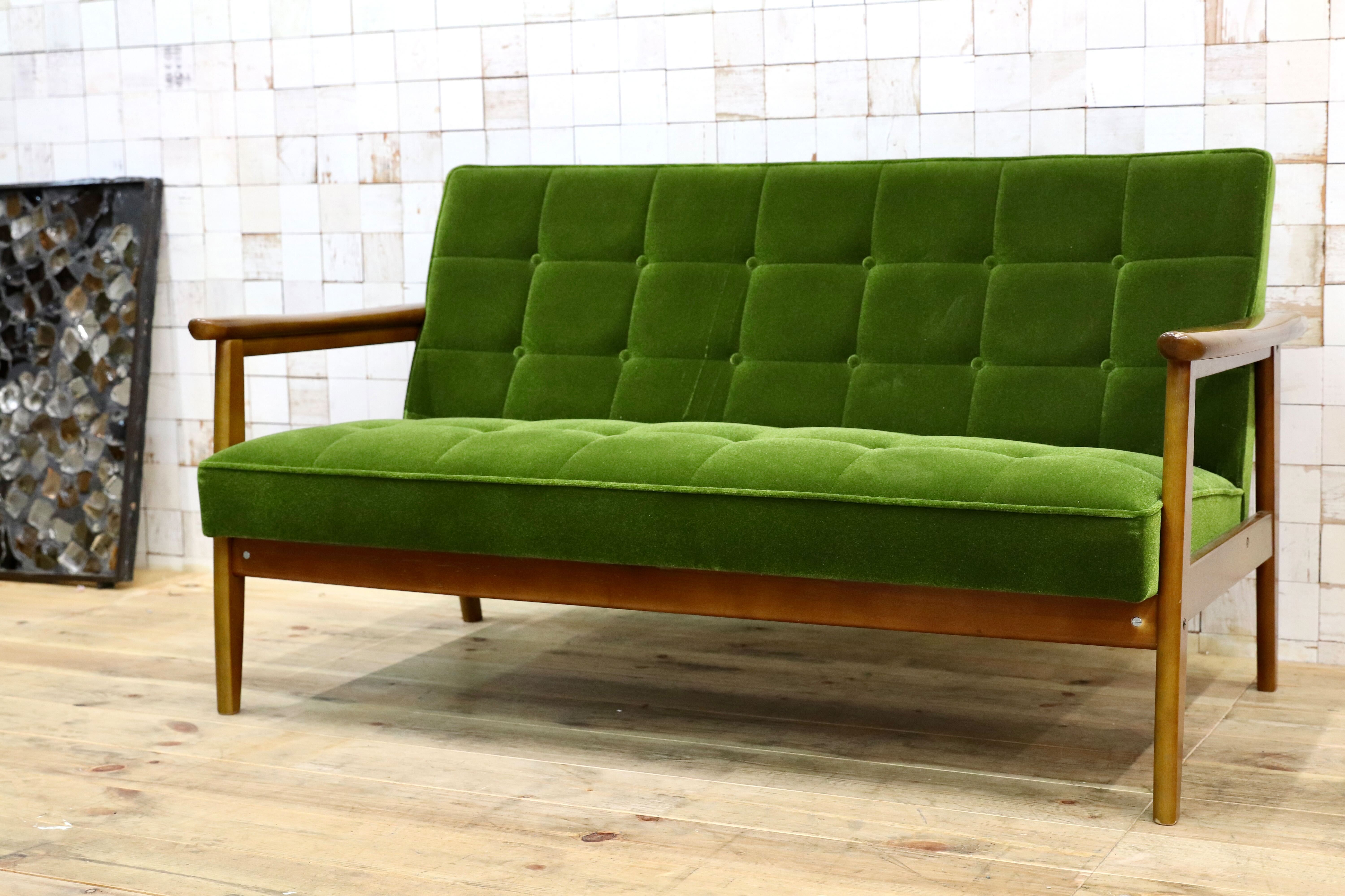 GMIS299○カリモク60 Kチェア 2シーター モケットグリーン karimoku 2