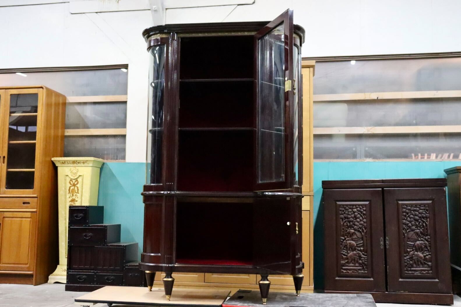 GMIK505○初音の家具 キュリオケース 飾り棚 キャビネット コレクションボード ヨーロピアン クラシック アンティーク 田中家具製作所