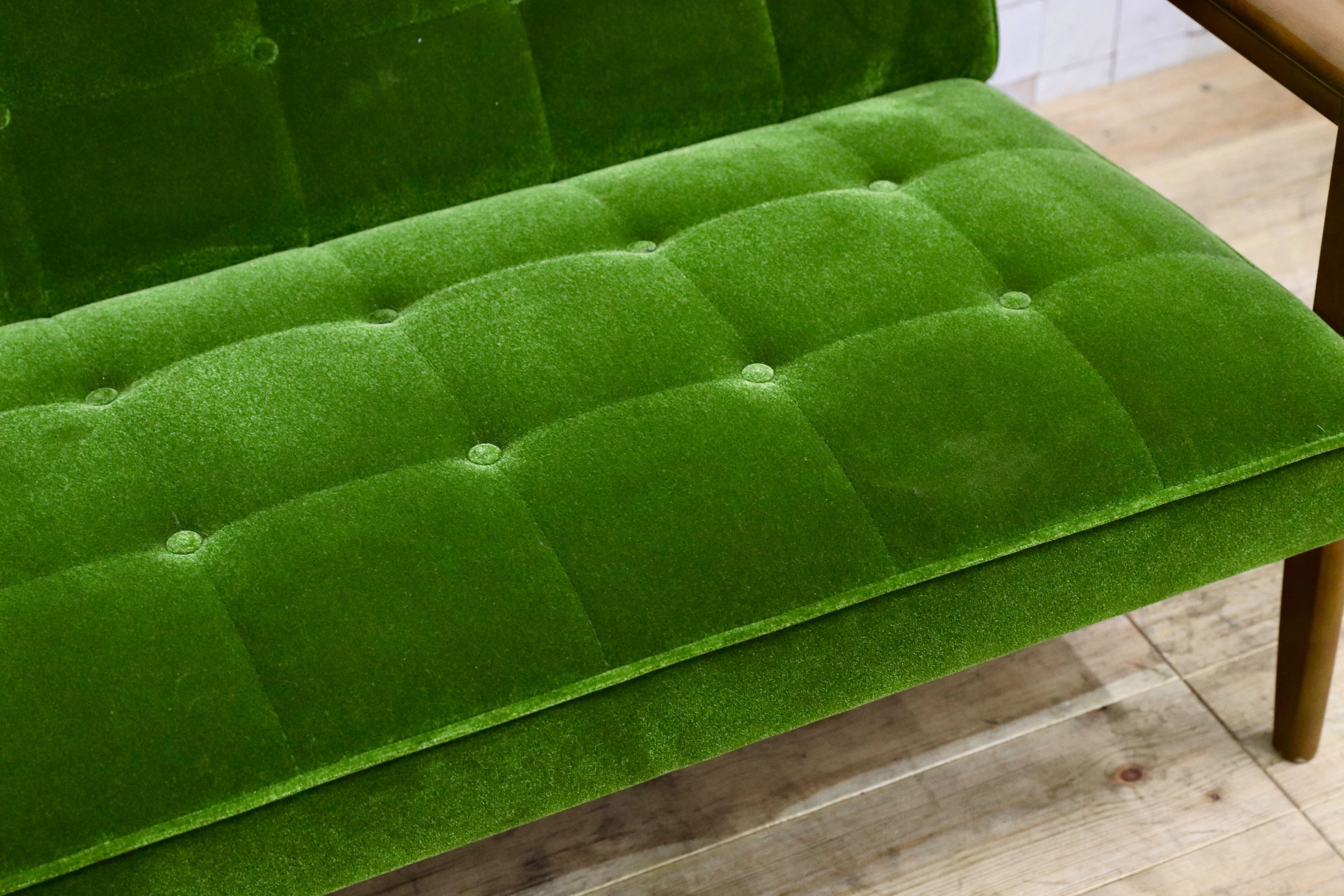 GMIS299○カリモク60 Kチェア 2シーター モケットグリーン karimoku 2人掛けソファ ラブソファ アームチェア