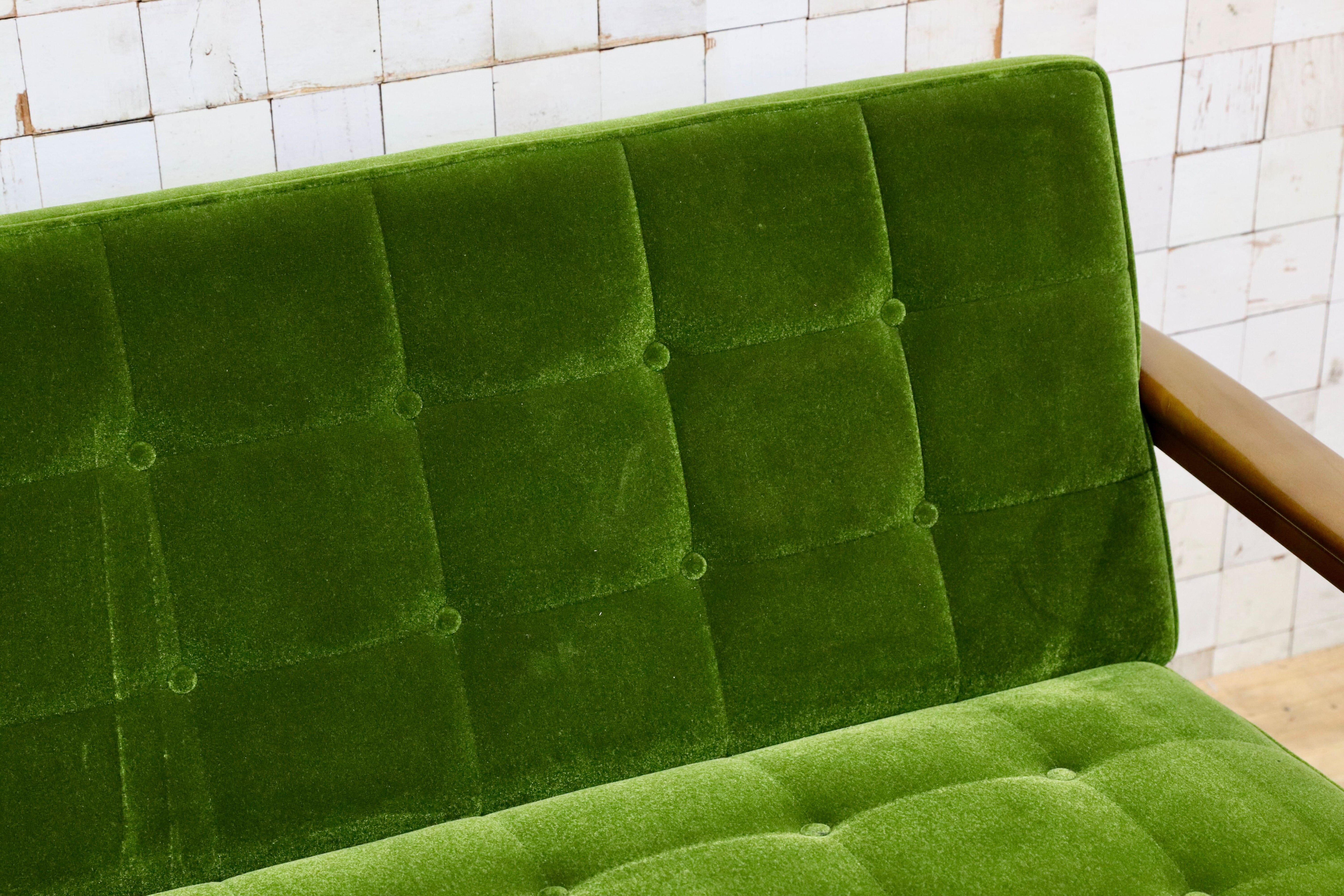 GMIS299○カリモク60 Kチェア 2シーター モケットグリーン karimoku 2人掛けソファ ラブソファ アームチェア