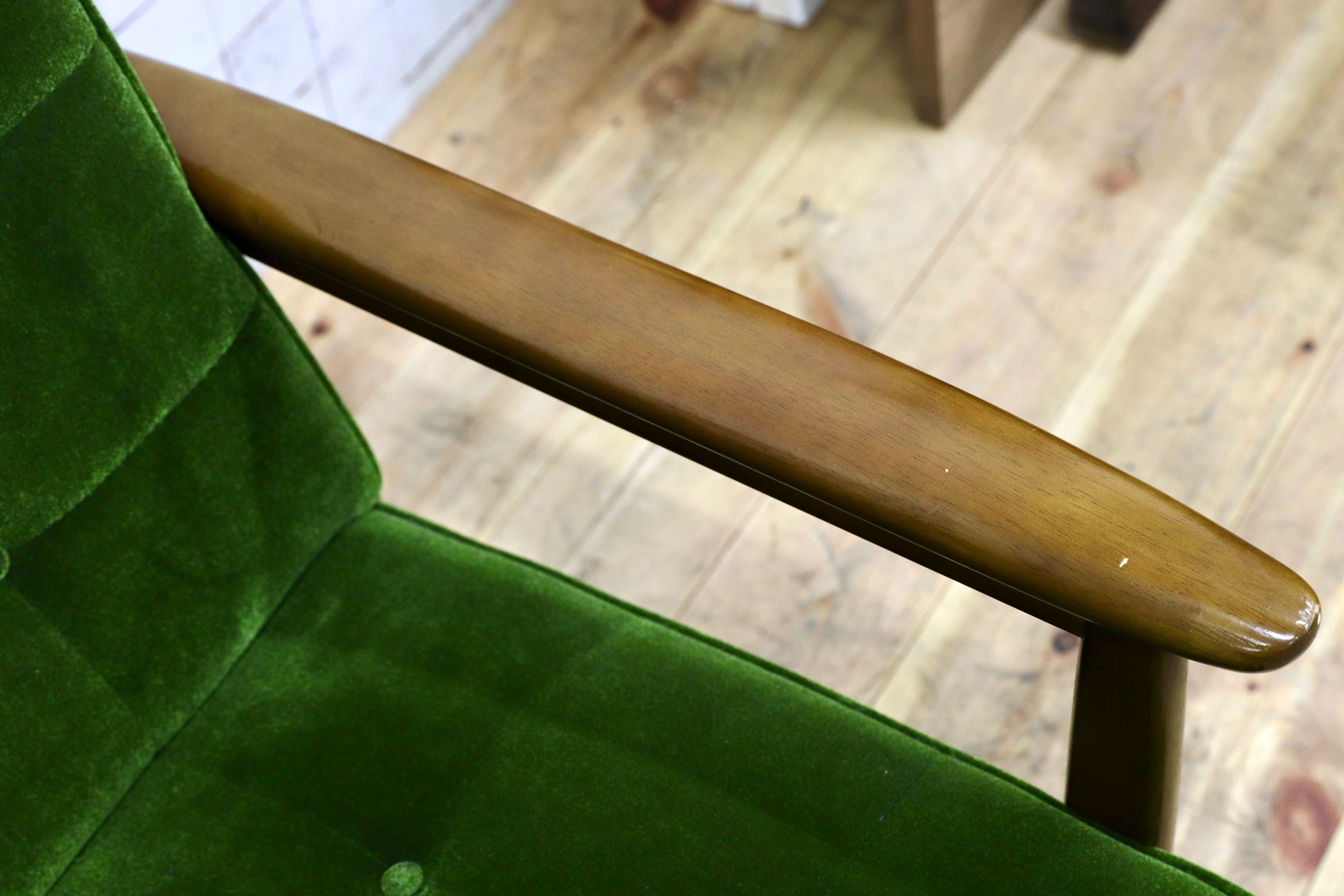 GMIS299○カリモク60 Kチェア 2シーター モケットグリーン karimoku 2人掛けソファ ラブソファ アームチェア