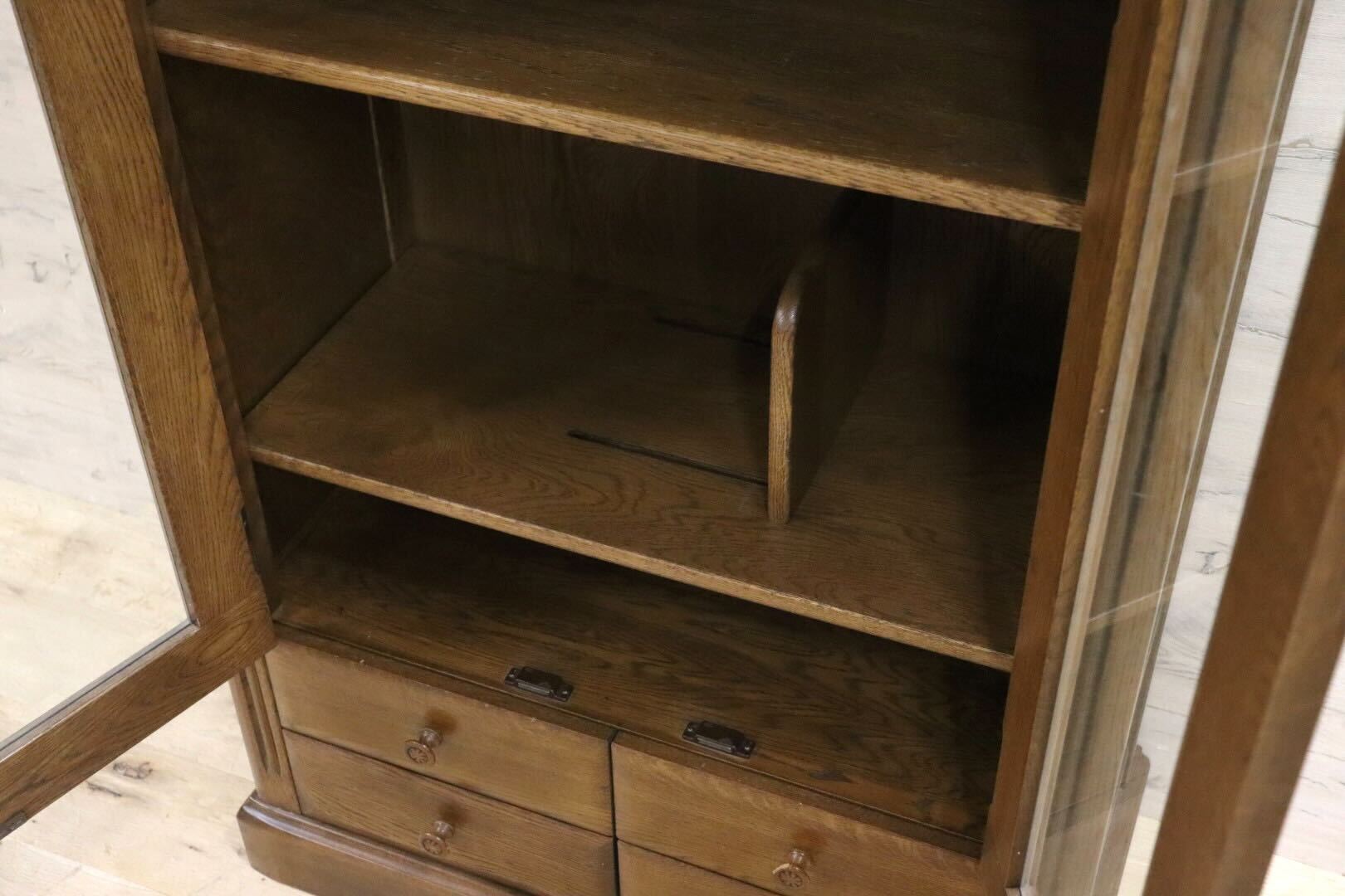 GMIH268○山室家具 EPPOIR エスポアール 旭川家具 書棚 本棚 本箱 キャビネット 飾り棚 ブックシェルフ オーク材 書斎 定価約28.6万