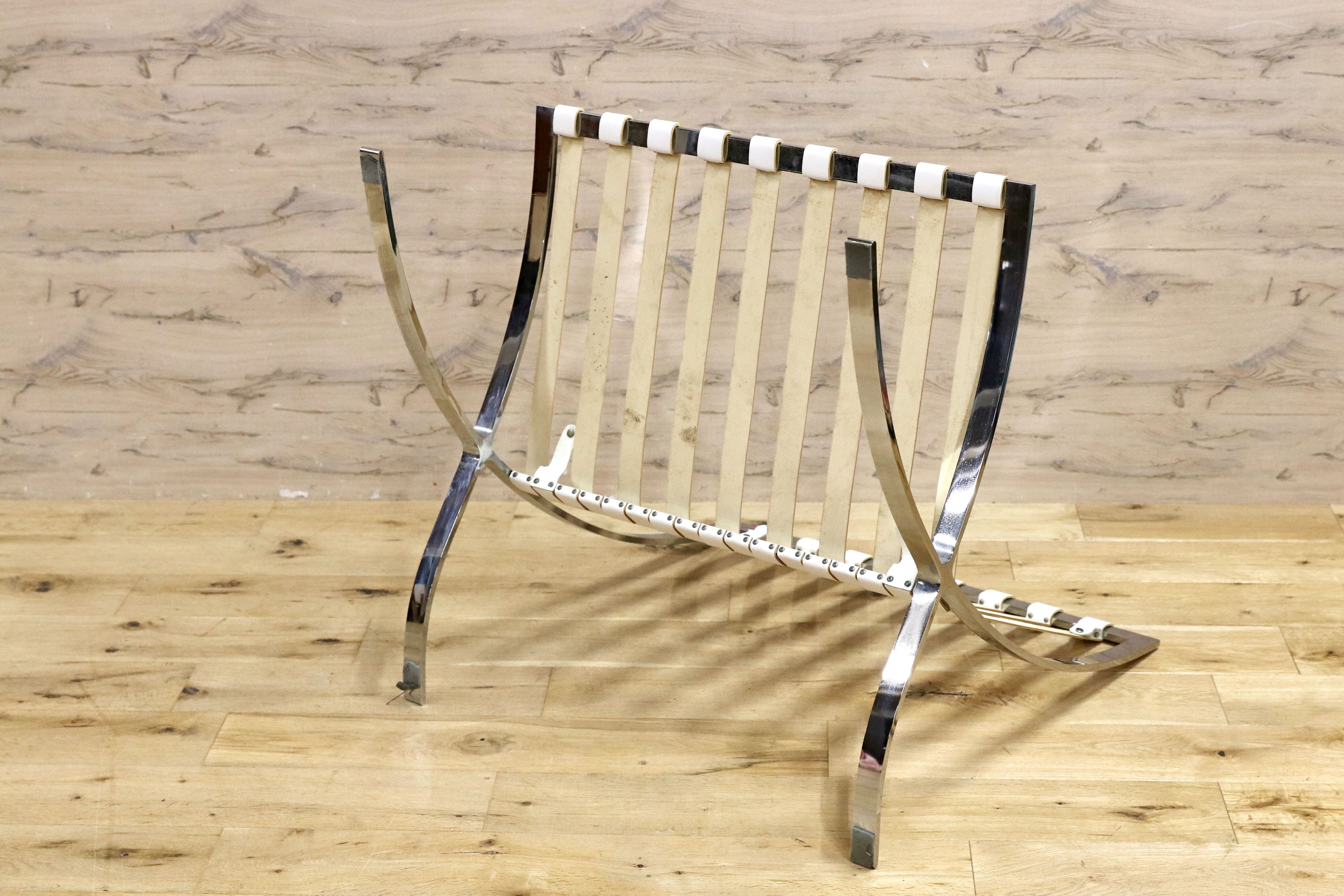 GMIS300○ミース・ファン・デル・ローエ バルセロナチェア 本革 ホワイト 名作 デザイナーズ リプロダクト オットマン ミッドセンチュリー