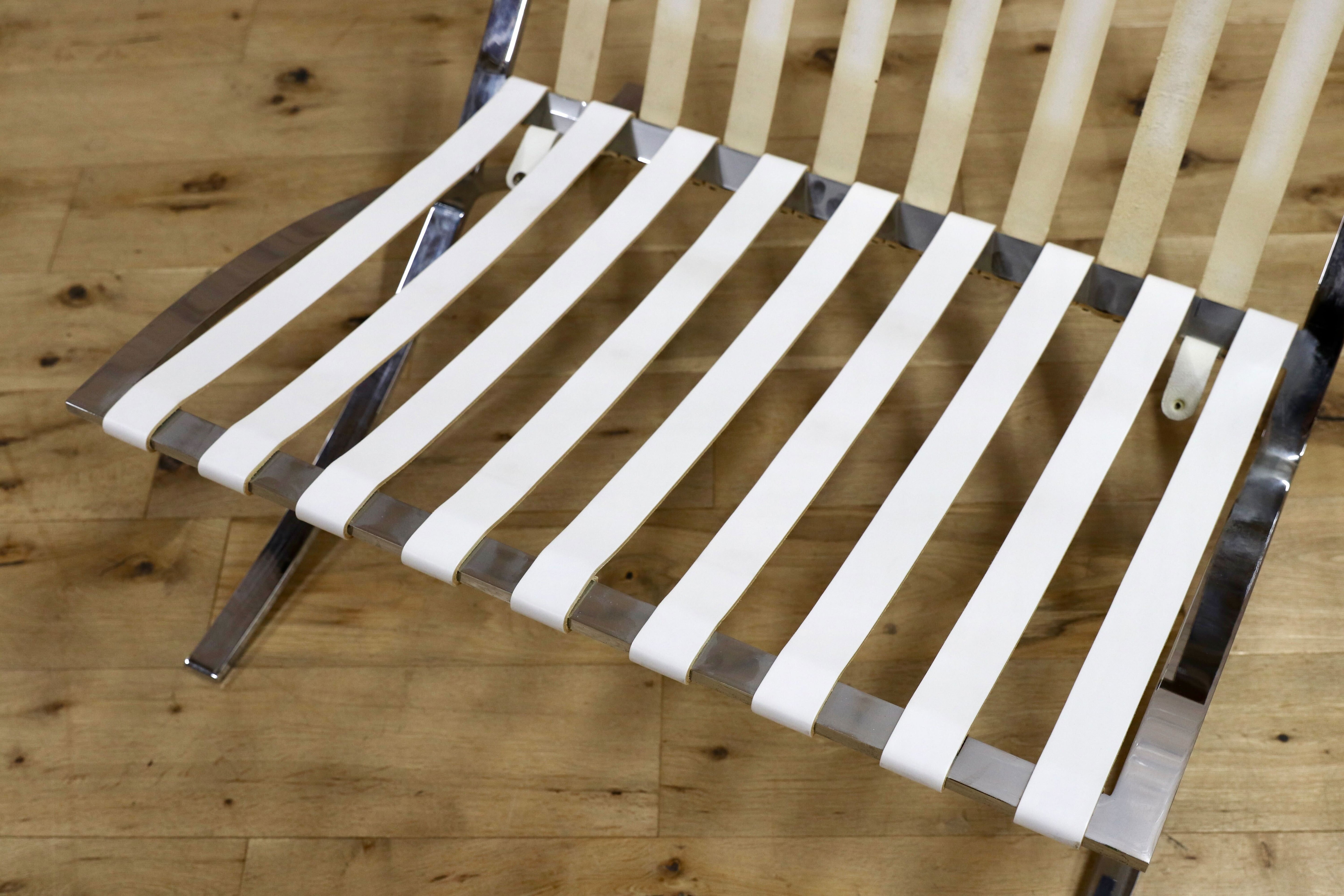 GMIS300○ミース・ファン・デル・ローエ バルセロナチェア 本革 ホワイト 名作 デザイナーズ リプロダクト オットマン ミッドセンチュリー