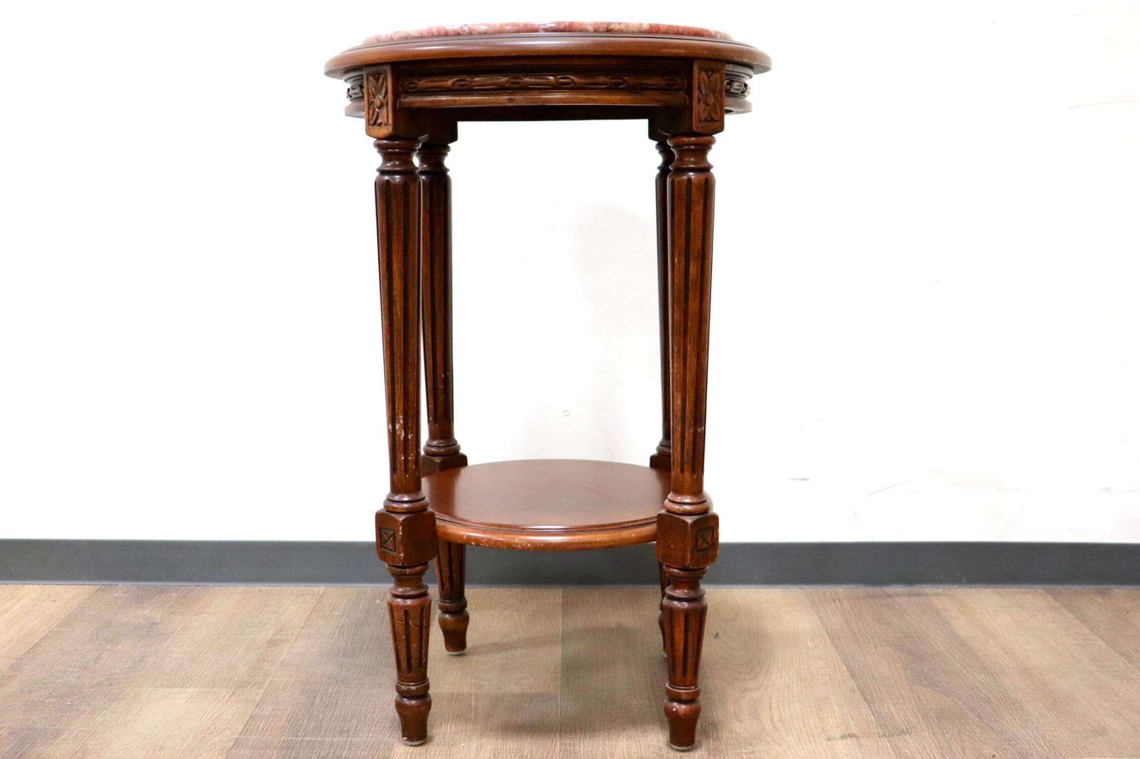 GMHK8○西洋 イタリア アンティーク 大理石 サイドテーブル 花台  