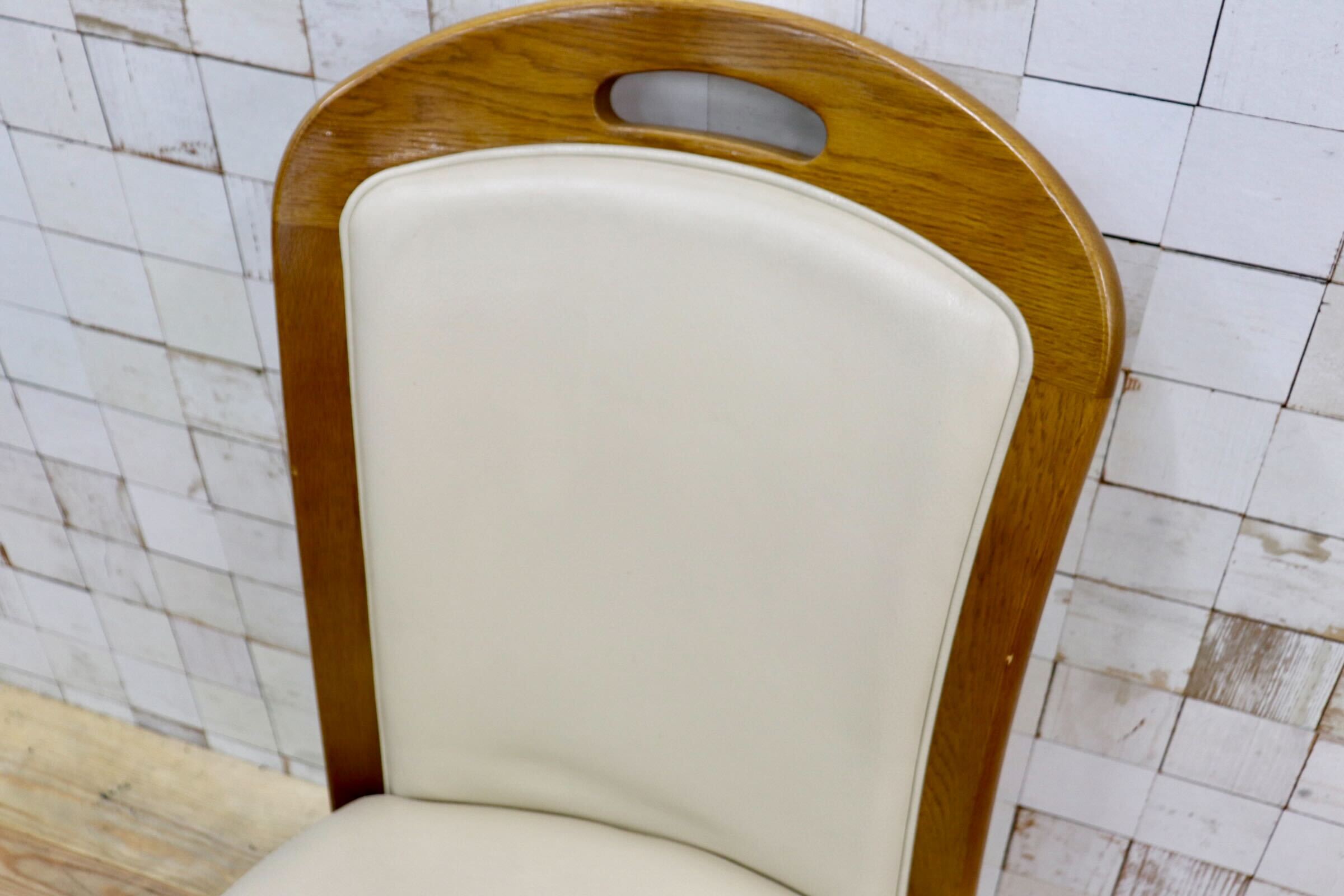 GMIS547B〇浜本工芸 / HAMAMOTO 椅子 ダイニングチェア アームレスチェア 本革 アイボリー オーク 定価約6.8万