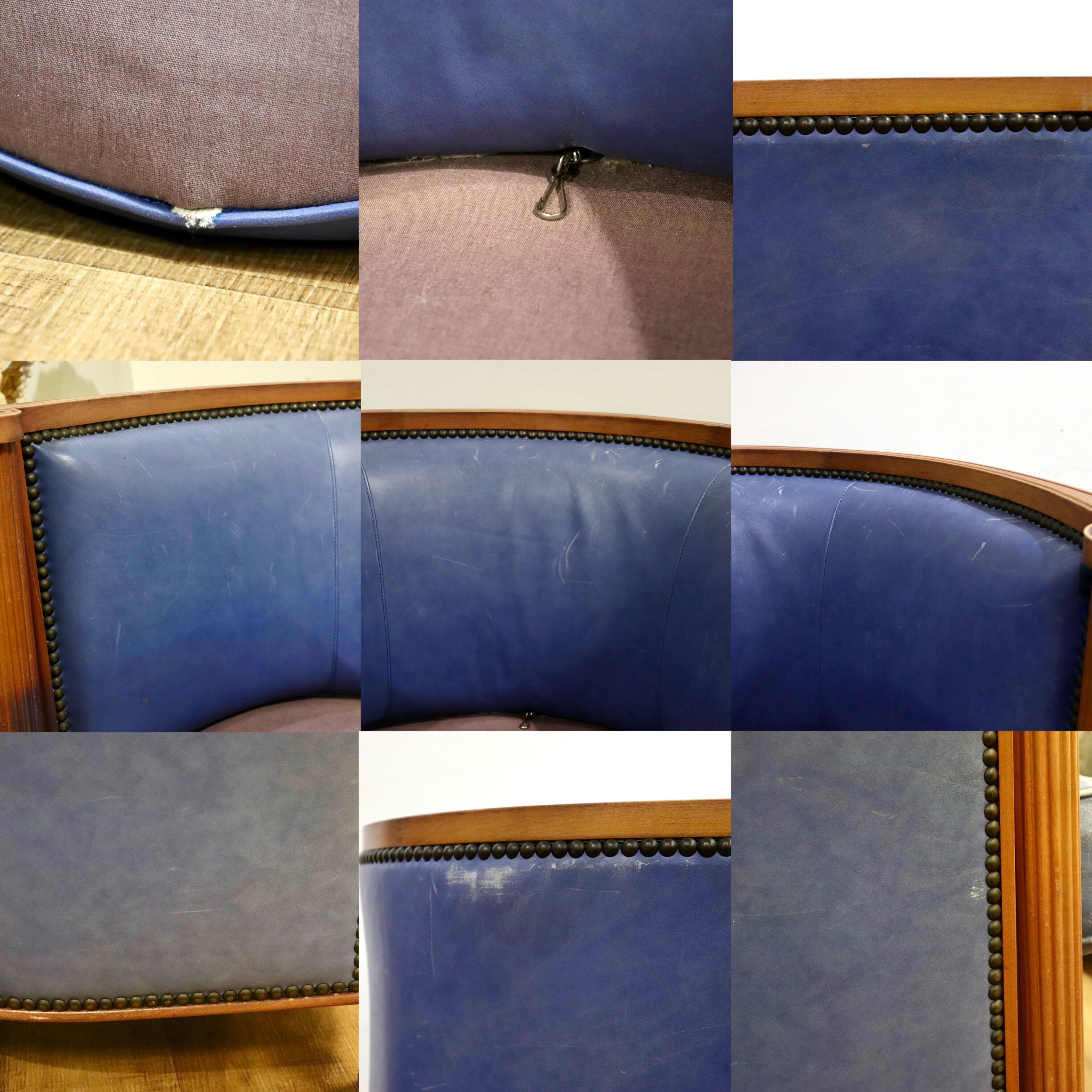 GMHN276A○西洋 フランス アンティーク 1人掛けソファ シングルソファ アームチェア 本革 鋲打ち ヨーロピアン クラシック ヴィンテージ