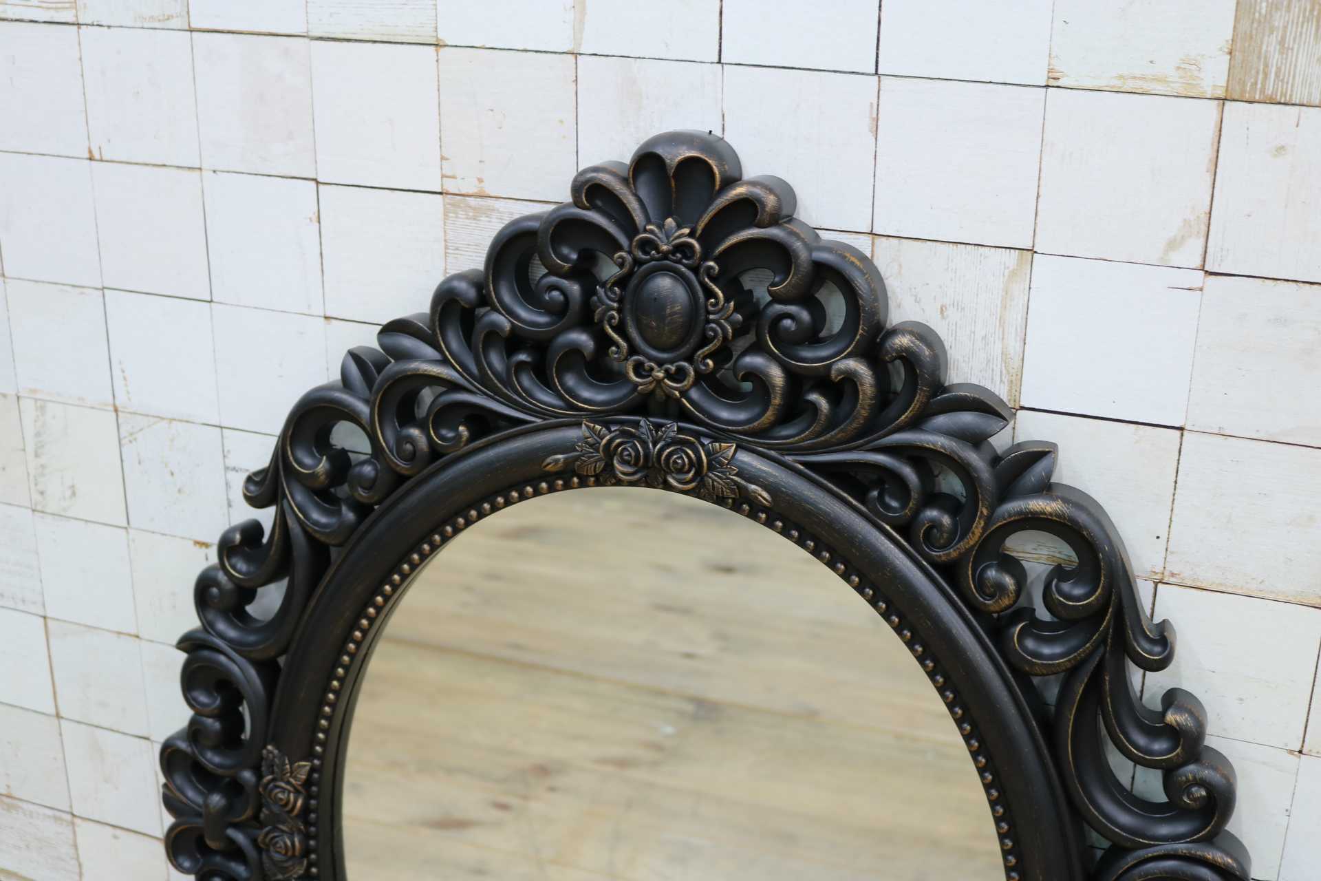 GMIK746S◯ウォールミラー 壁掛け鏡 壁掛けミラー 鏡 ミラー アンティーク調 ロココ調 未使用品