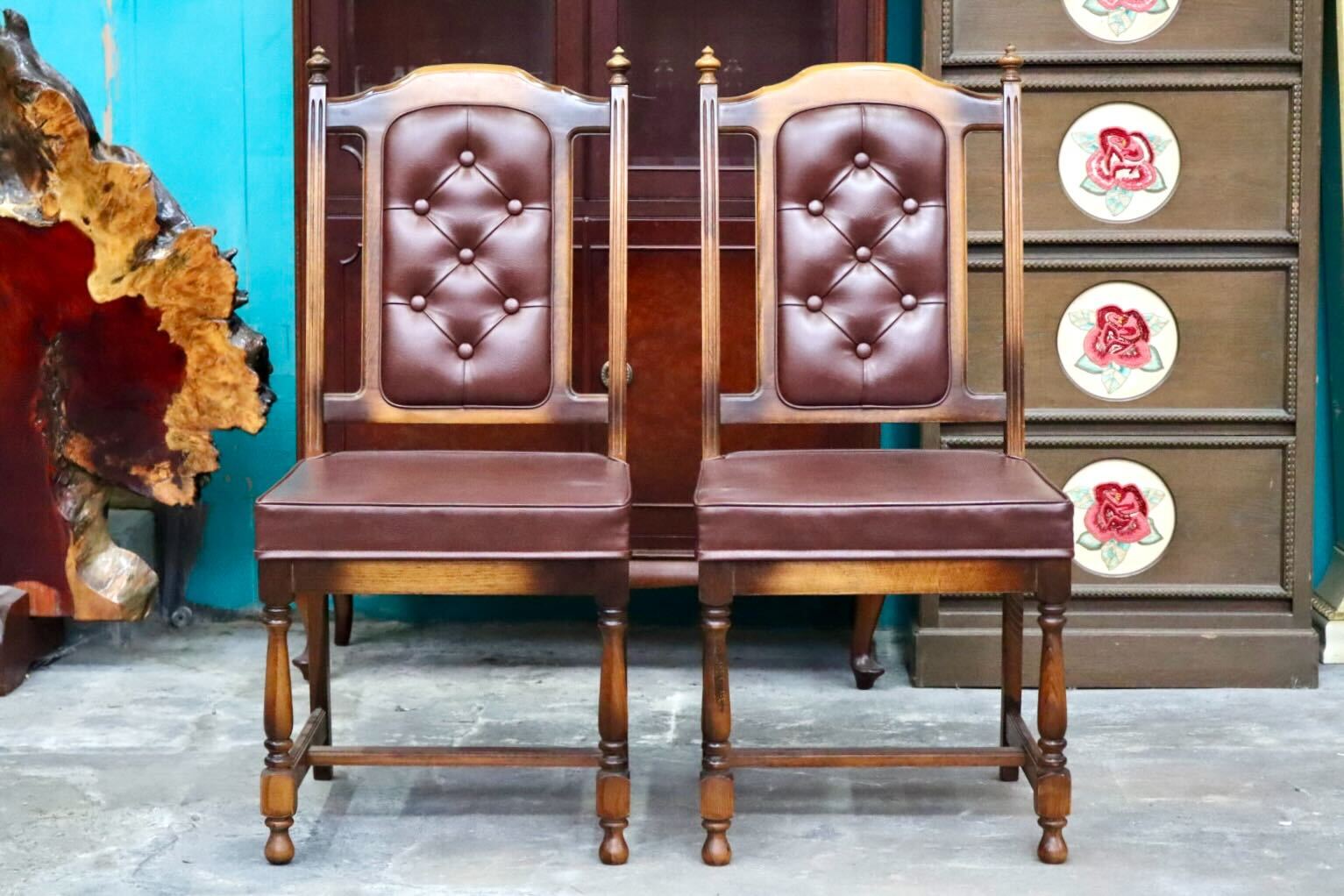 GMIS494C○karimoku / カリモク オールドカリモク ダイニングチェア アームレスチェア 椅子 2脚セット ブナ材 クラシック ヴィンテージ