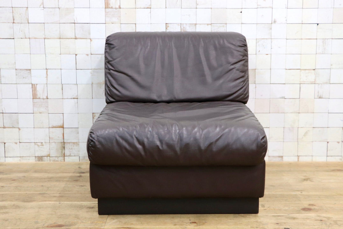 GMJK474A〇冨士ファニチア / Fuji Furniture 本革 1人掛けソファ シングルソファ ヴィンテージ ブラウン 国産家具