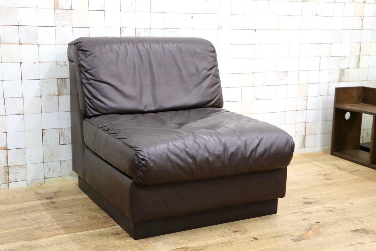 GMJK474A〇冨士ファニチア / Fuji Furniture 本革 1人掛けソファ シングルソファ ヴィンテージ ブラウン 国産家具