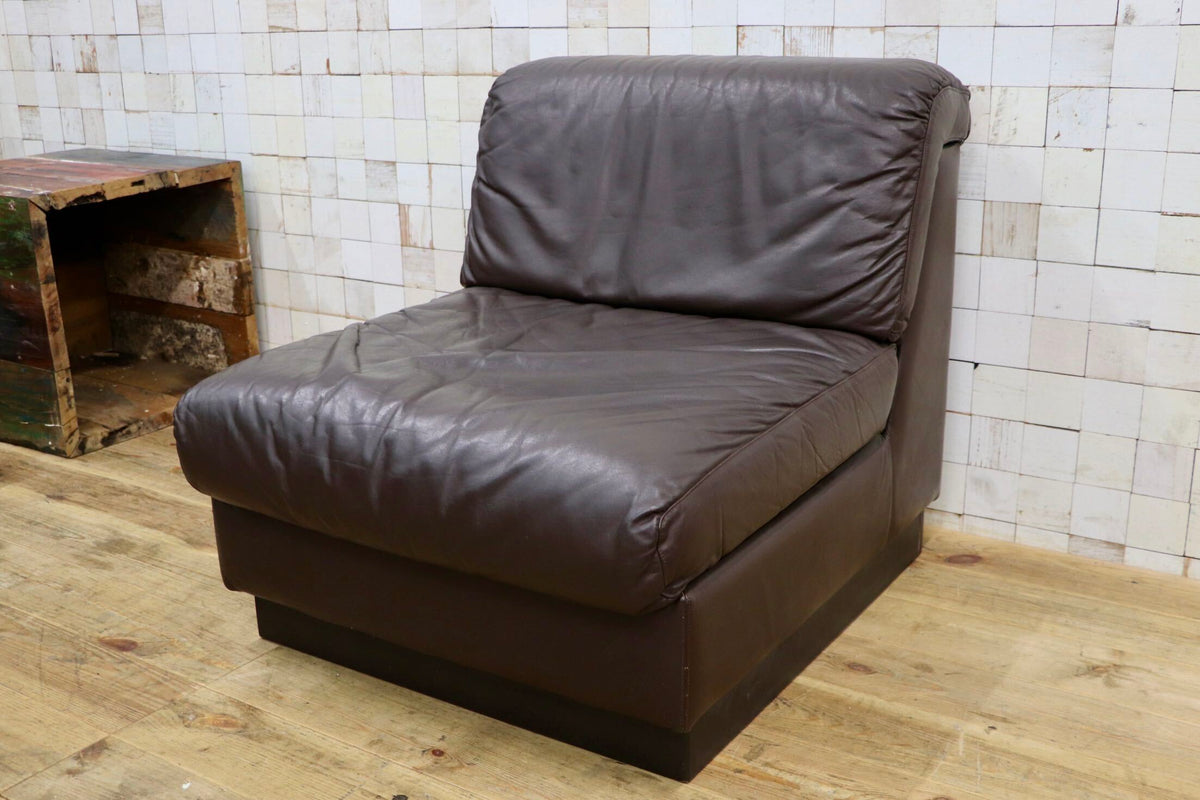 GMJK474A〇冨士ファニチア / Fuji Furniture 本革 1人掛けソファ シングルソファ ヴィンテージ ブラウン 国産家具