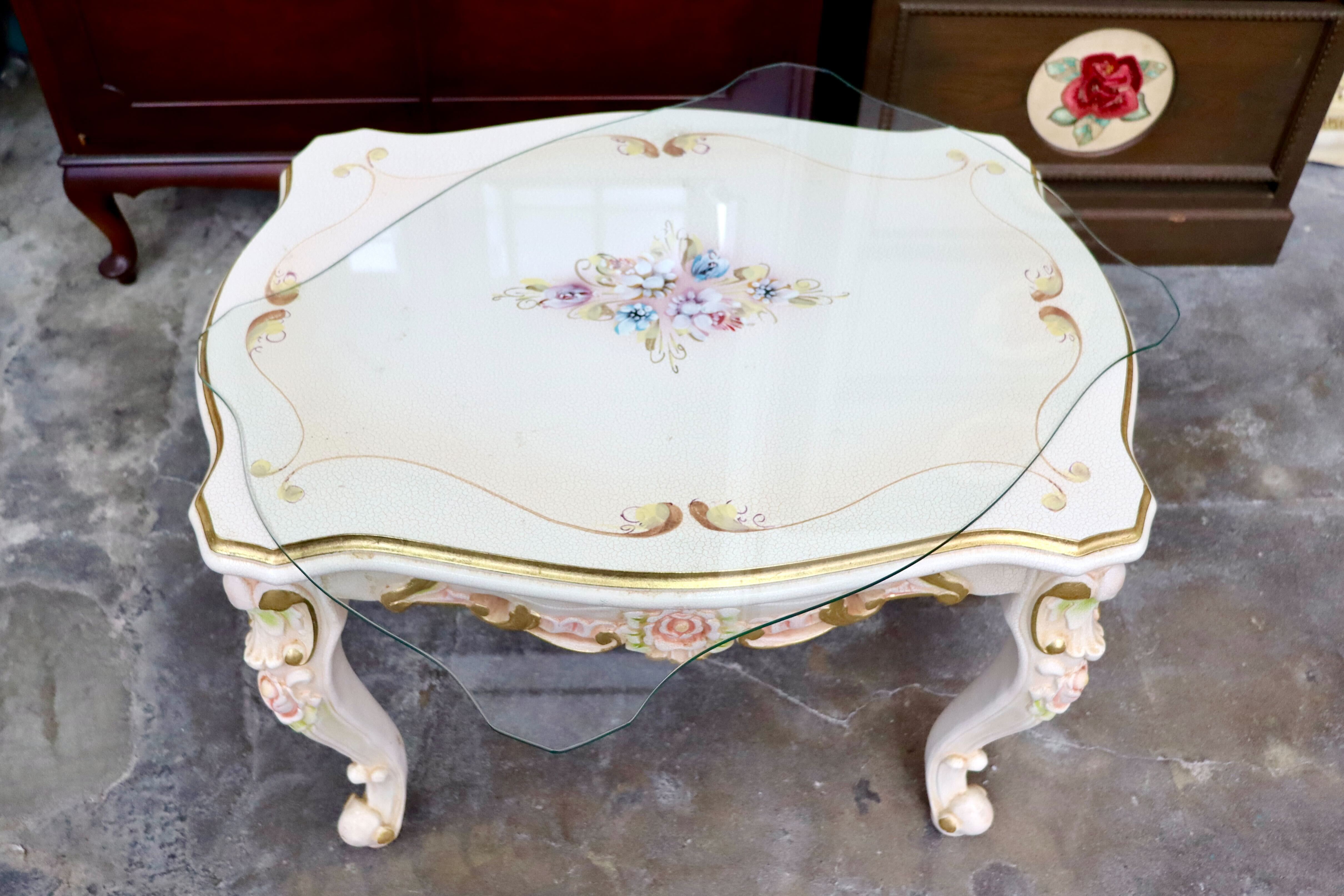 GMIS418A○サイドテーブル ローテーブル コーヒーテーブル 猫脚 ヨーロピアン ロココ調 アンティーク エレガント 花柄