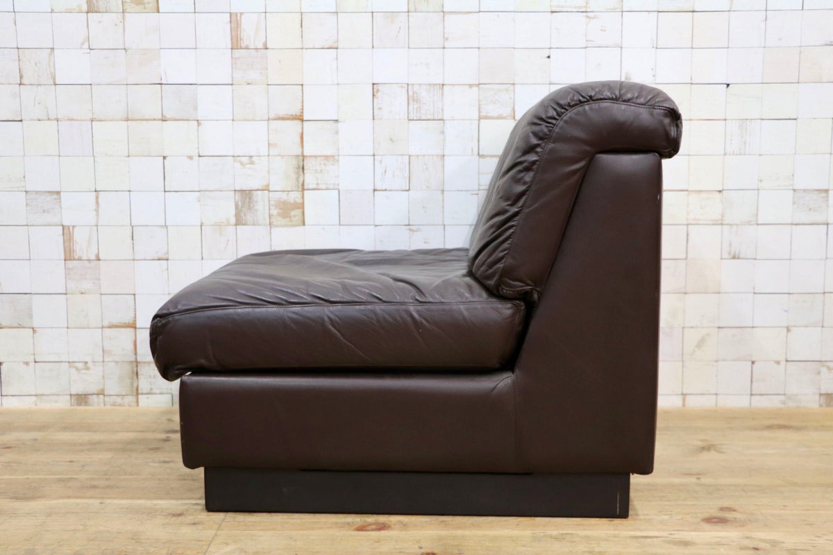 GMJK474A〇冨士ファニチア / Fuji Furniture 本革 1人掛けソファ シングルソファ ヴィンテージ ブラウン 国産家具