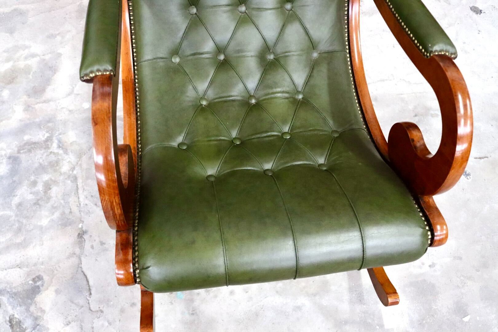 GMIS513○ヴェローナクラシック イタリア製 ロッキングチェア アームチェア 椅子 木製 本革 カントリー ヴィンテージ 定価約21万