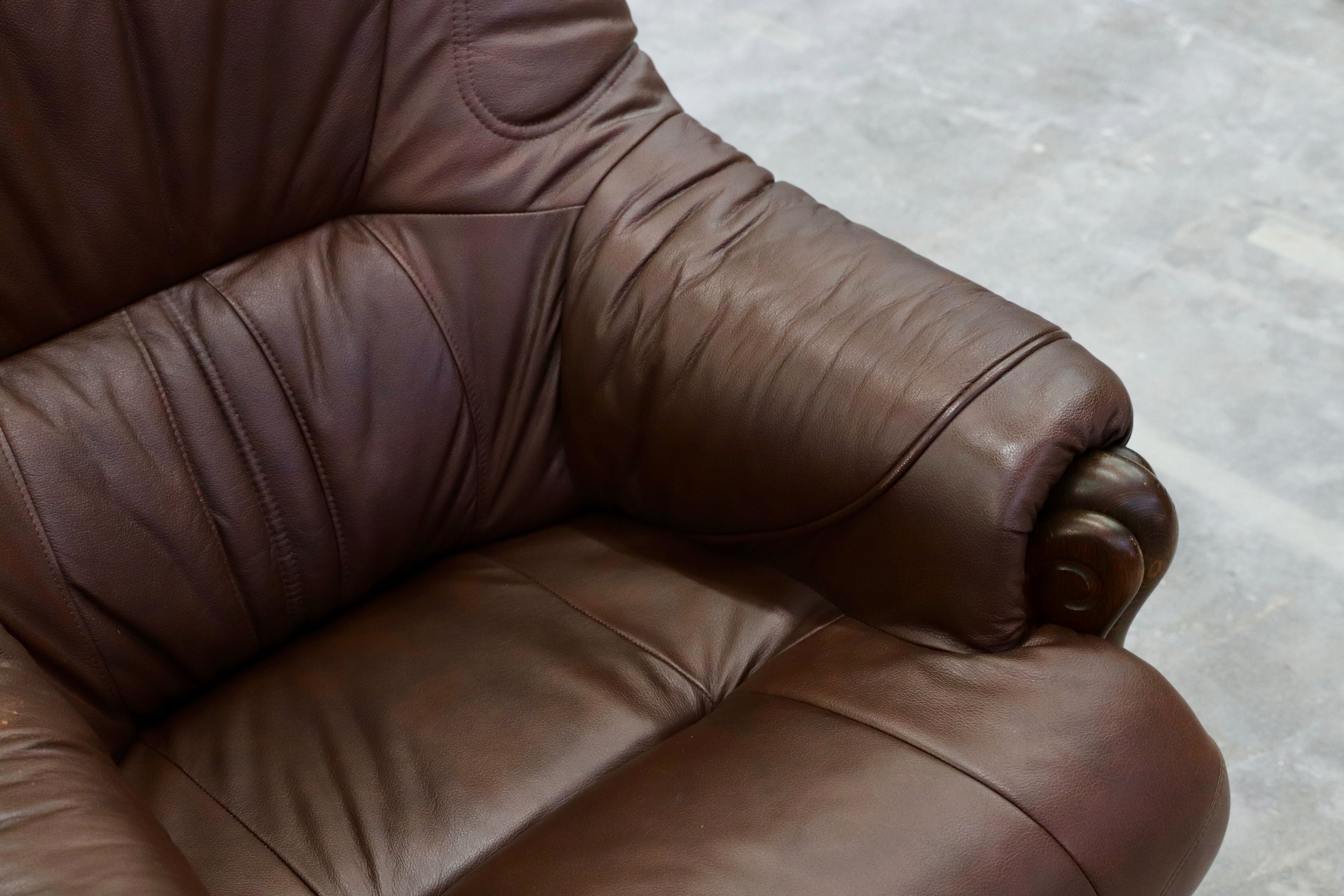 GMHK507A○オランダ製 ダッチカントリー 1人掛けソファ シングルソファ オーク材 本革 応接 リビング ブラウン ヴィンテージ 約35万