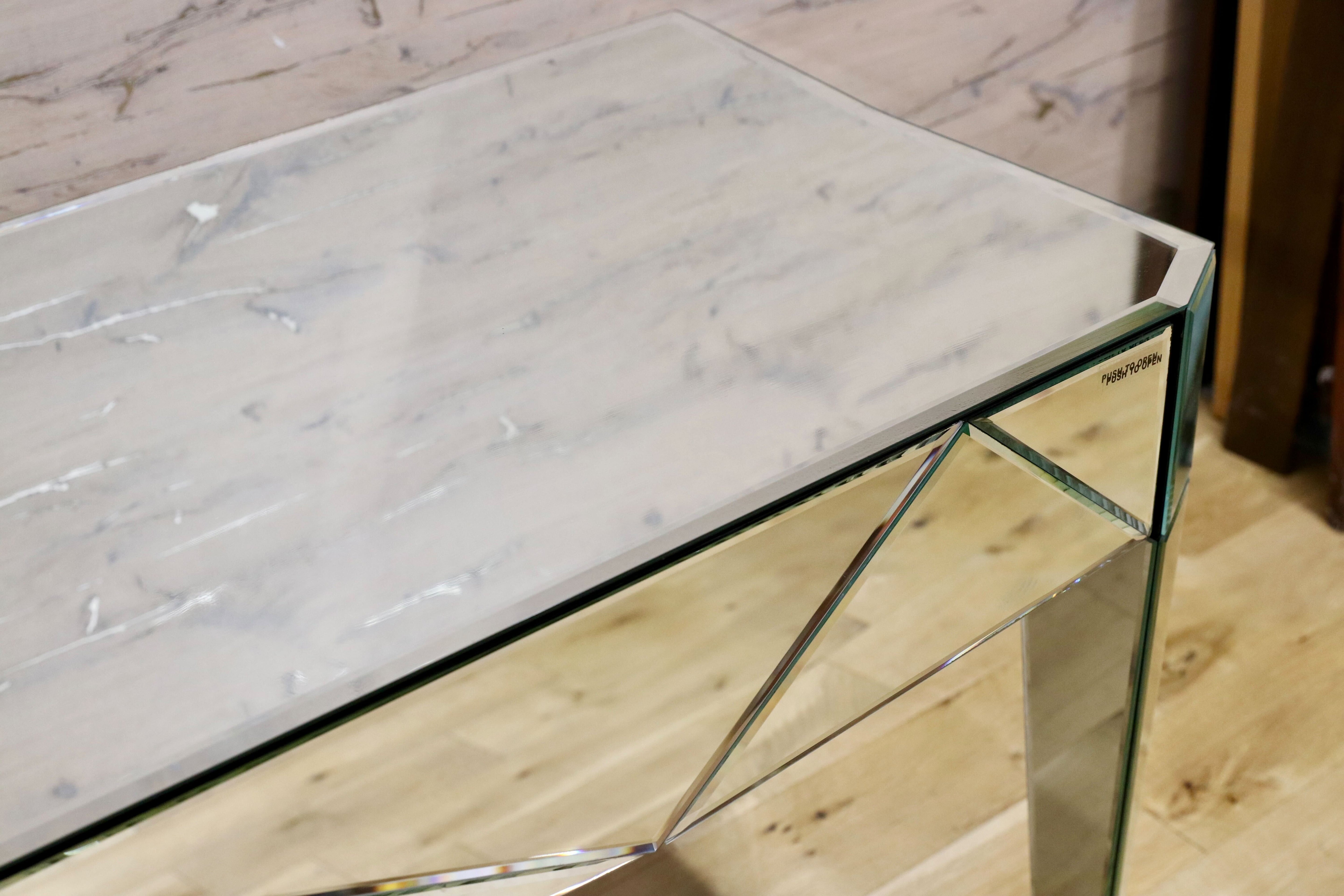 GMIK571○KARE / カレ ファンハウス デスク コンソール サイドボード 全面ミラー 廃番 定価18.5万 ※訳あり