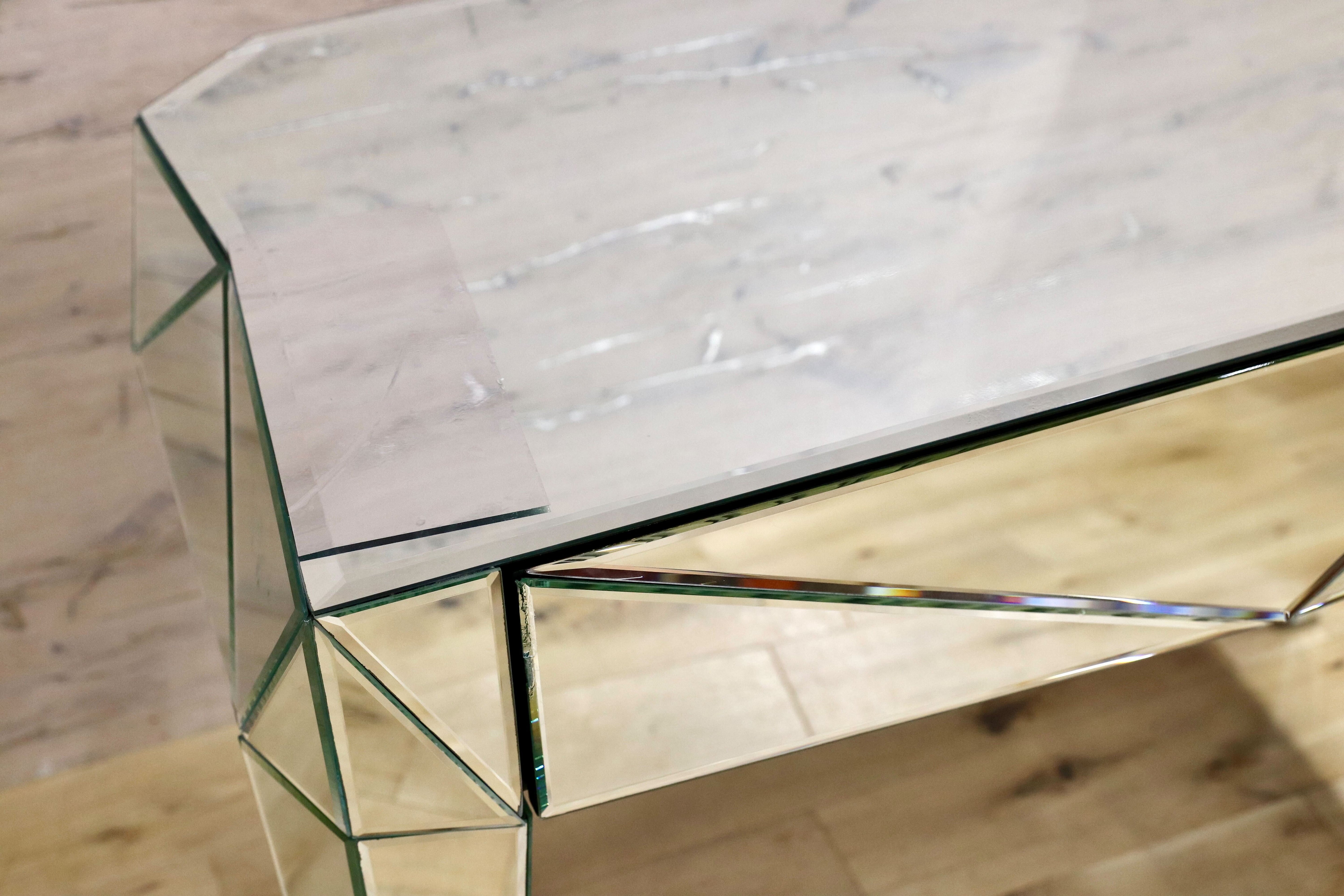 GMIK571○KARE / カレ ファンハウス デスク コンソール サイドボード 全面ミラー 廃番 定価18.5万 ※訳あり