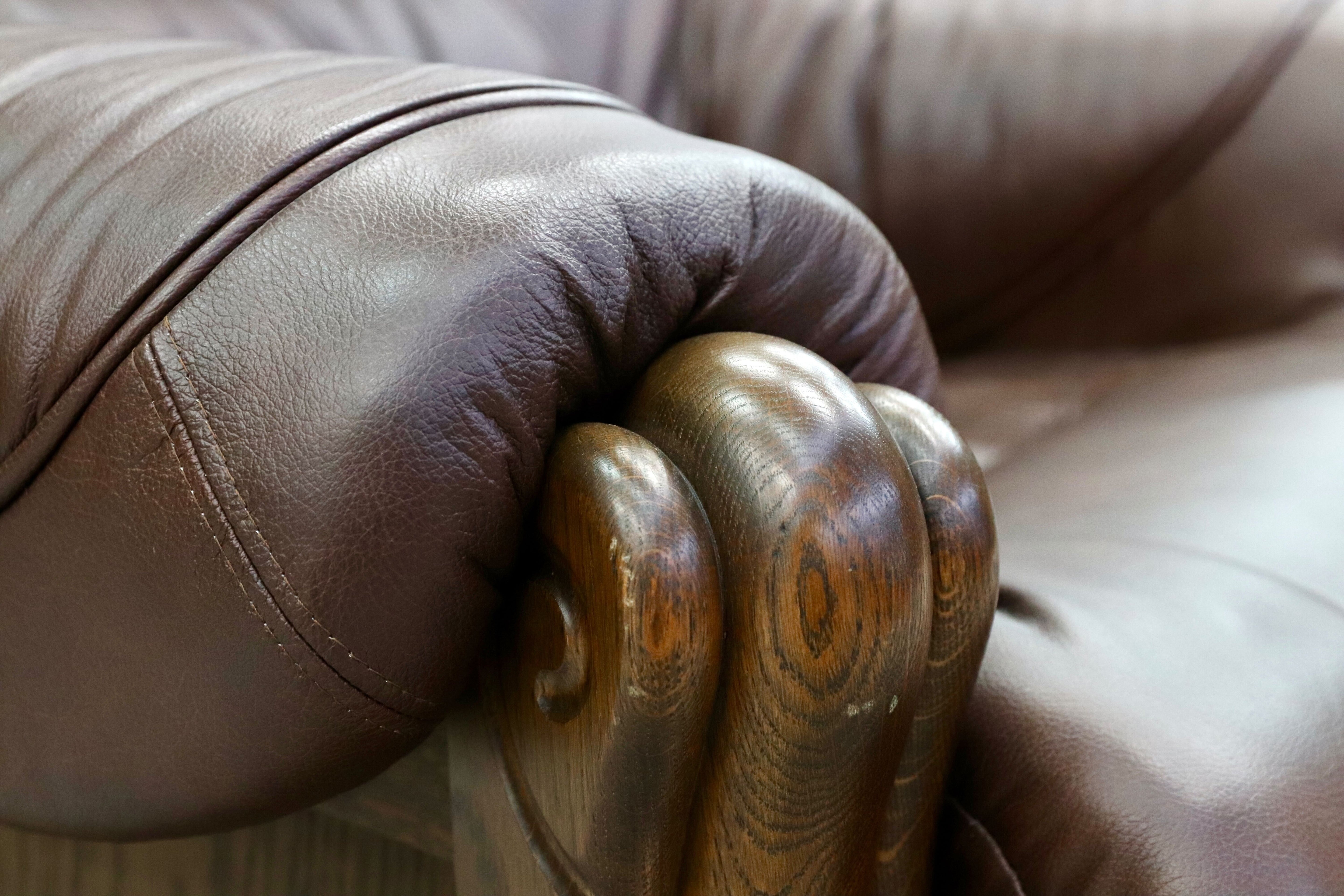 GMHK507B○オランダ製 ダッチカントリー 1人掛けソファ シングルソファ オーク材 本革 応接 リビング ブラウン ヴィンテージ 約35万