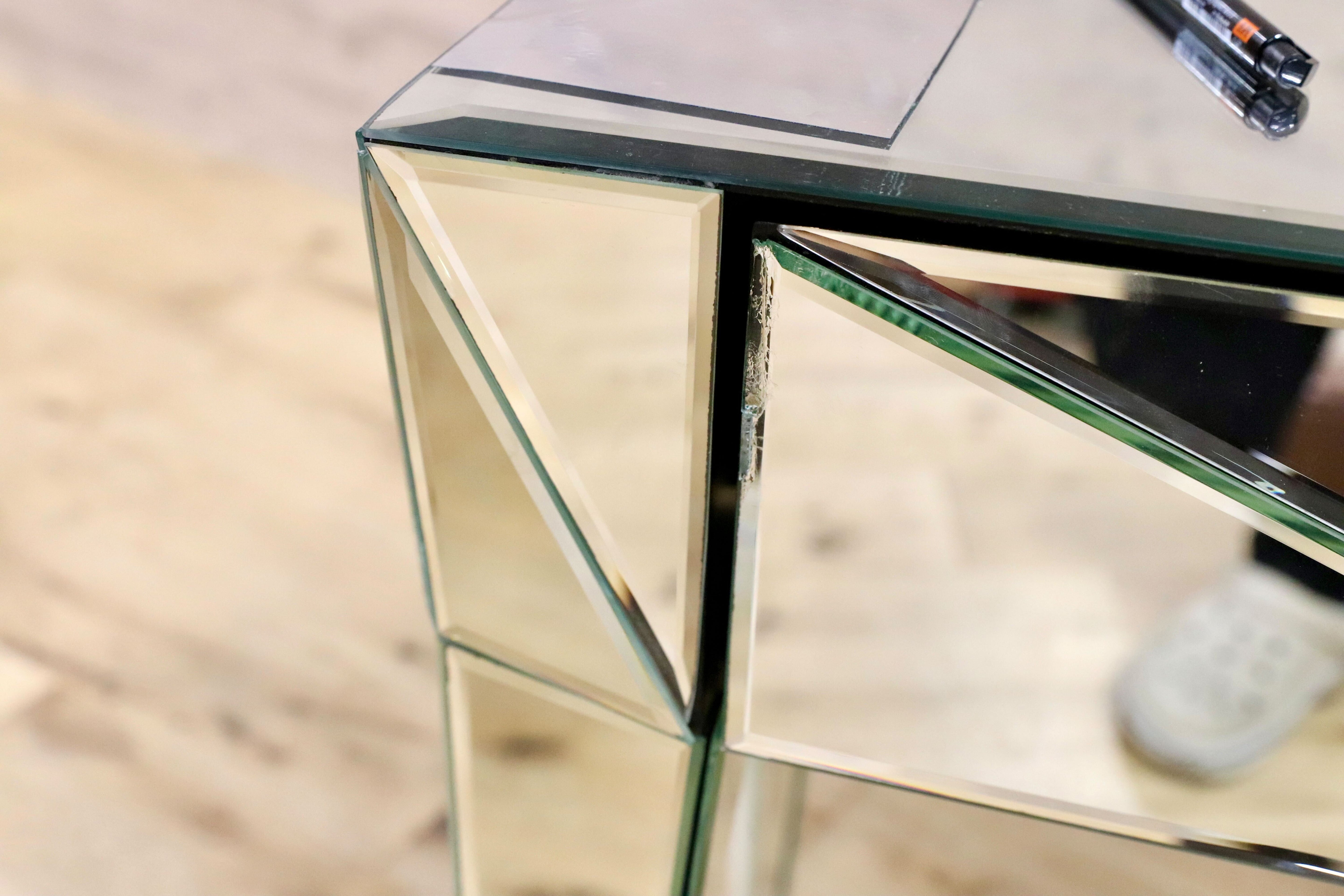 GMIK571○KARE / カレ ファンハウス デスク コンソール サイドボード 全面ミラー 廃番 定価18.5万 ※訳あり