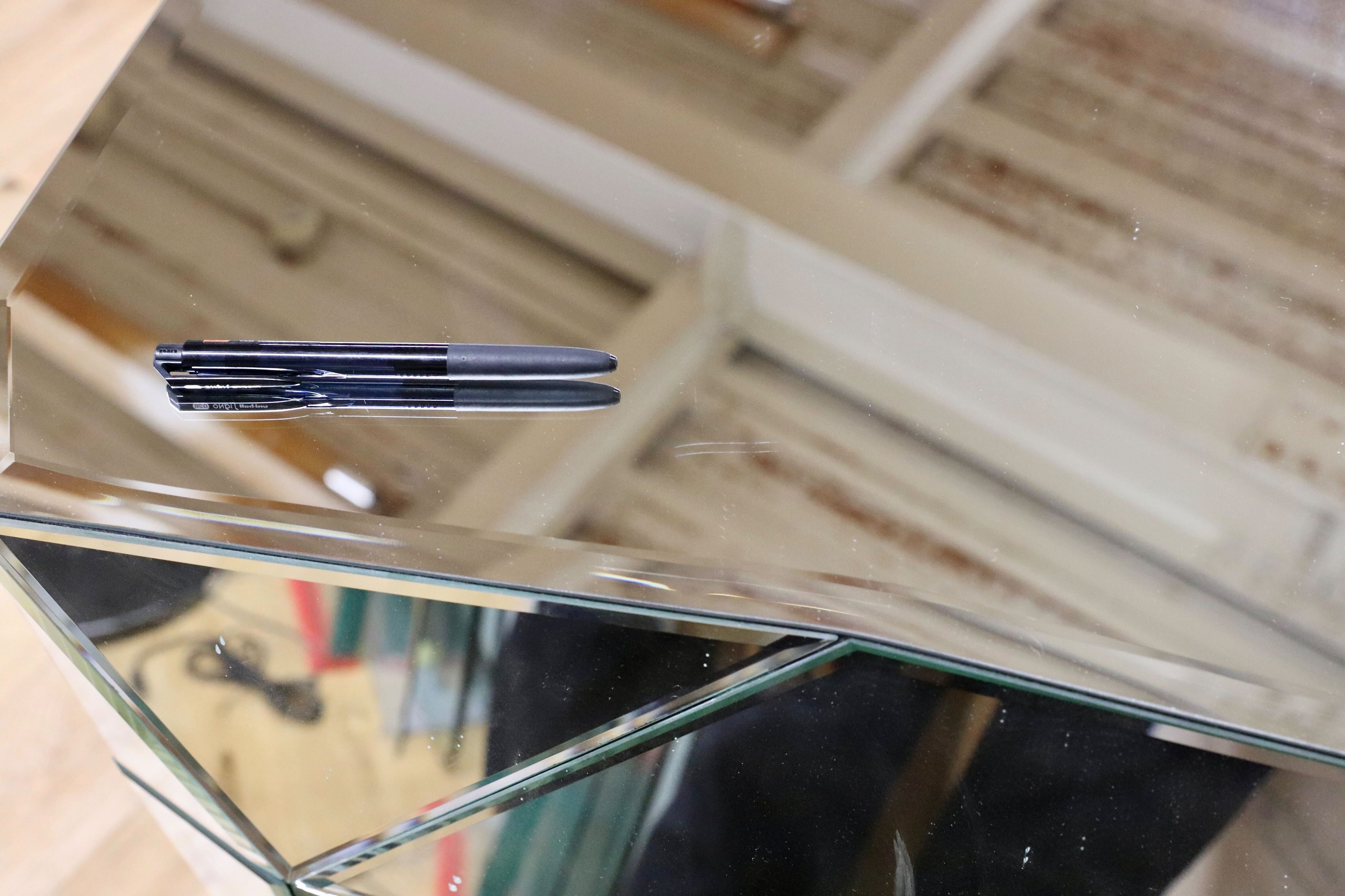 GMIK571○KARE / カレ ファンハウス デスク コンソール サイドボード 全面ミラー 廃番 定価18.5万 ※訳あり