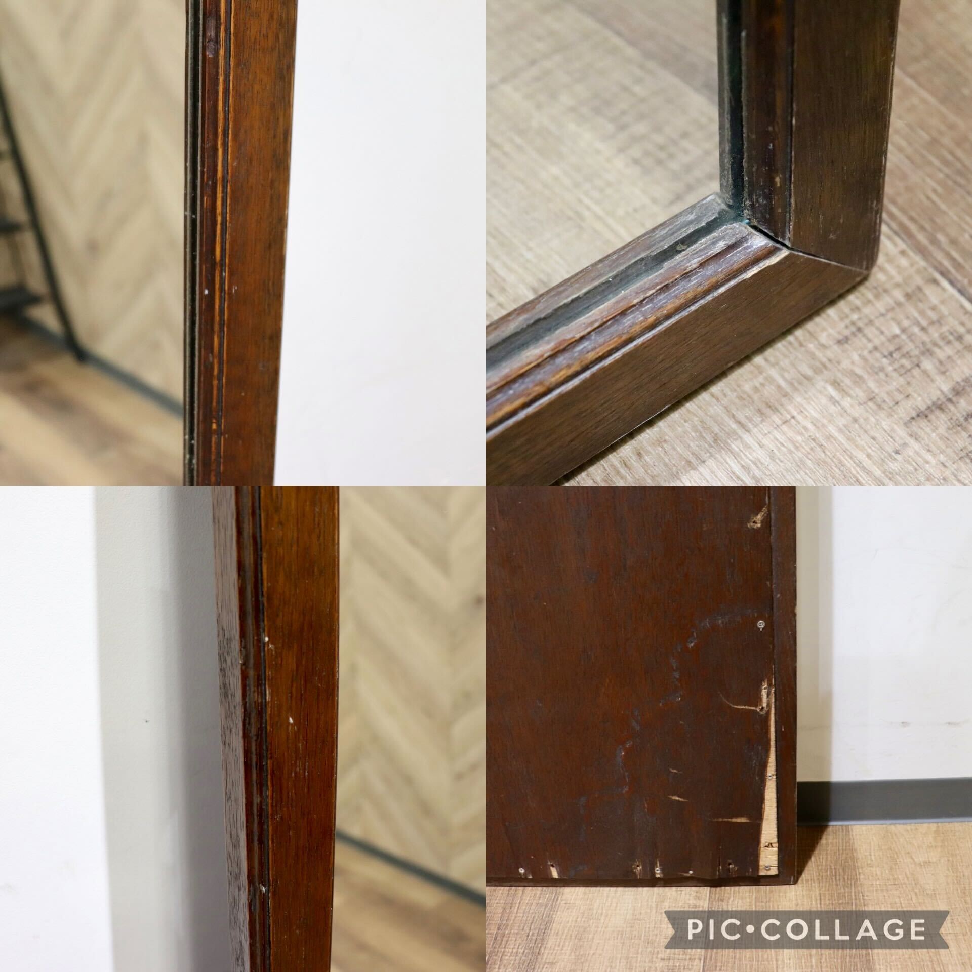GMHK610○神戸洋家具 アンティーク 姿見 ウォールミラー 全身鏡 彫刻 