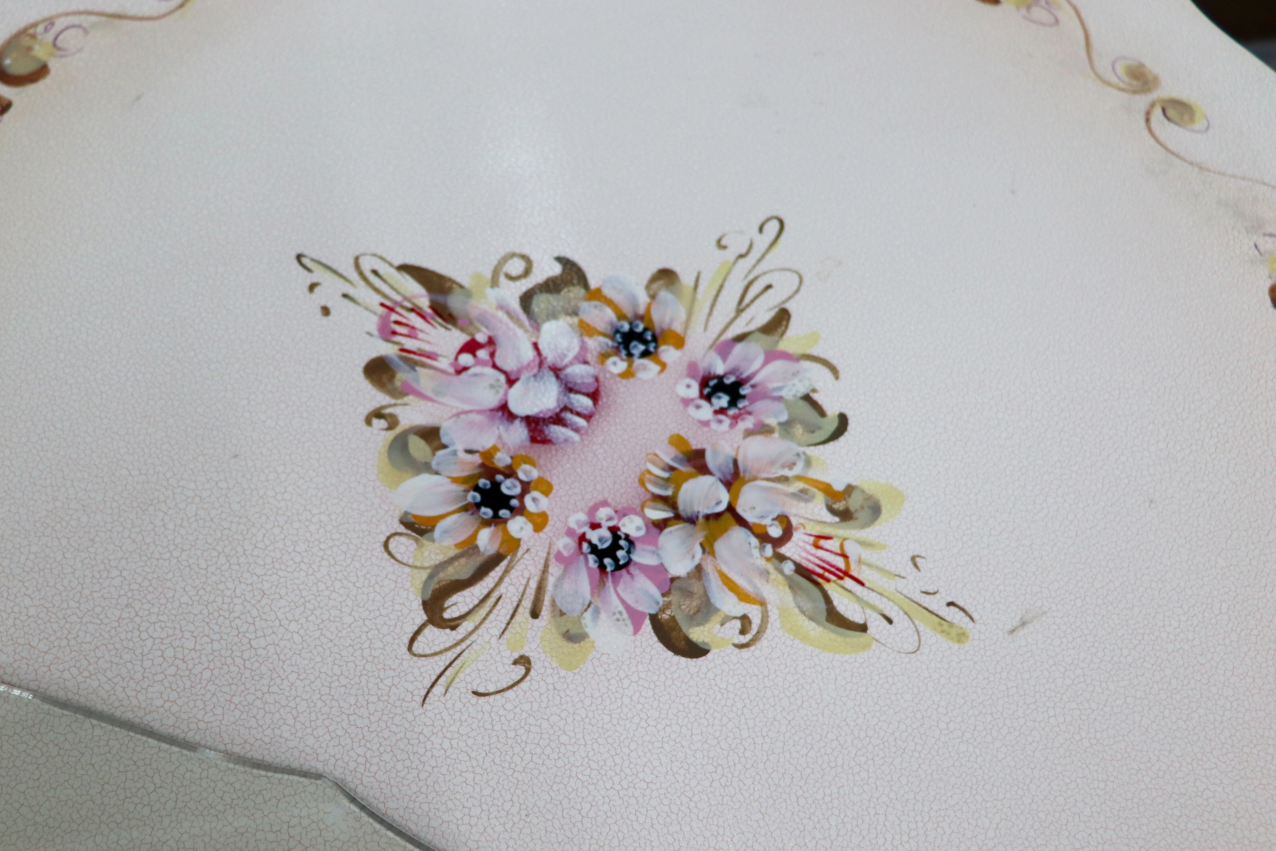 GMIS418F○サイドテーブル コーヒーテーブル 飾り台 花台 猫脚 ヨーロピアン ロココ調 アンティーク エレガント 花柄