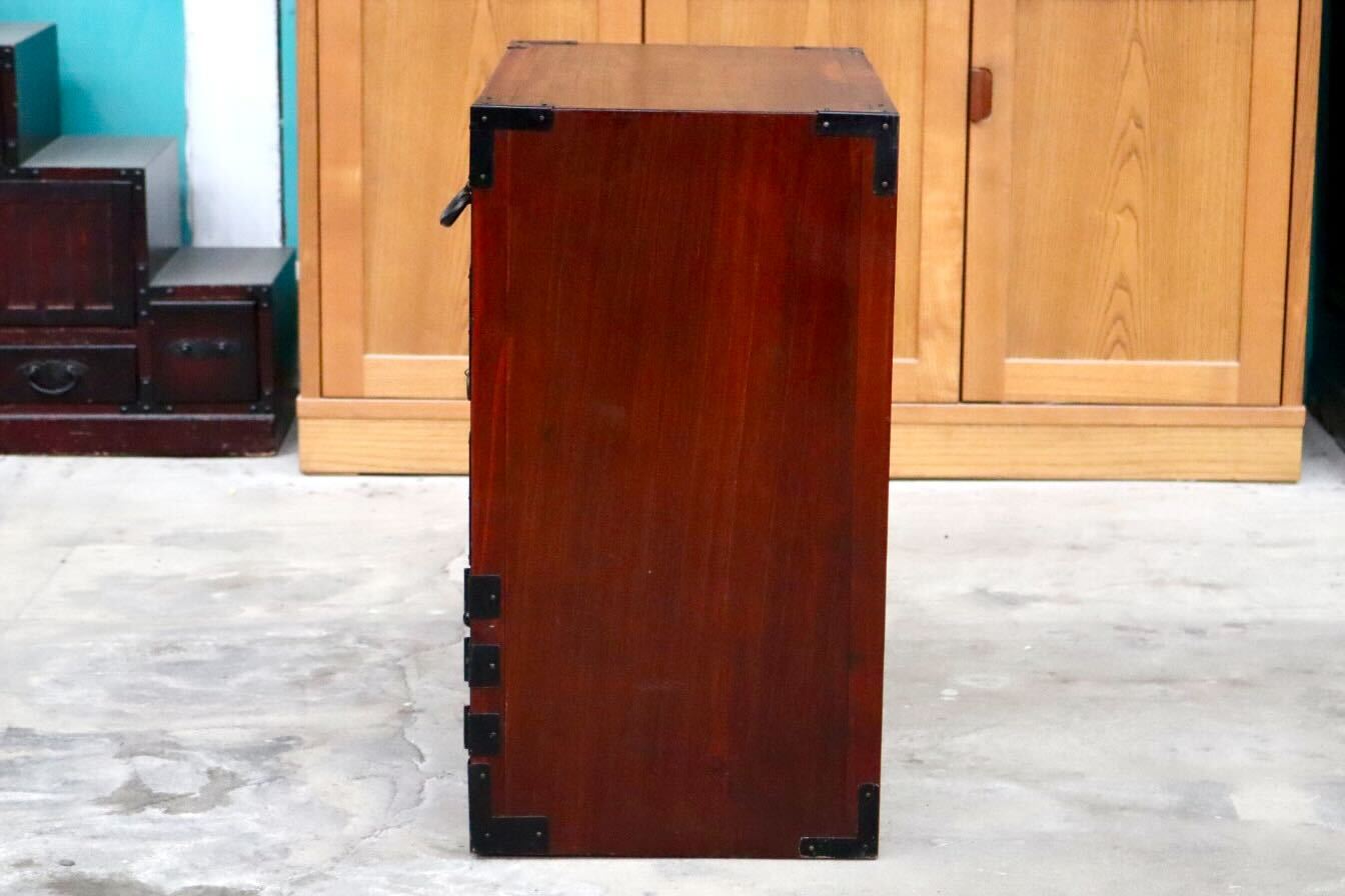 GMIS518○箪笥 チェスト 時代箪笥 民芸箪笥 和箪笥 収納棚 閂錠 引き出し 戸棚 和家具 無垢材 レトロ アンティーク