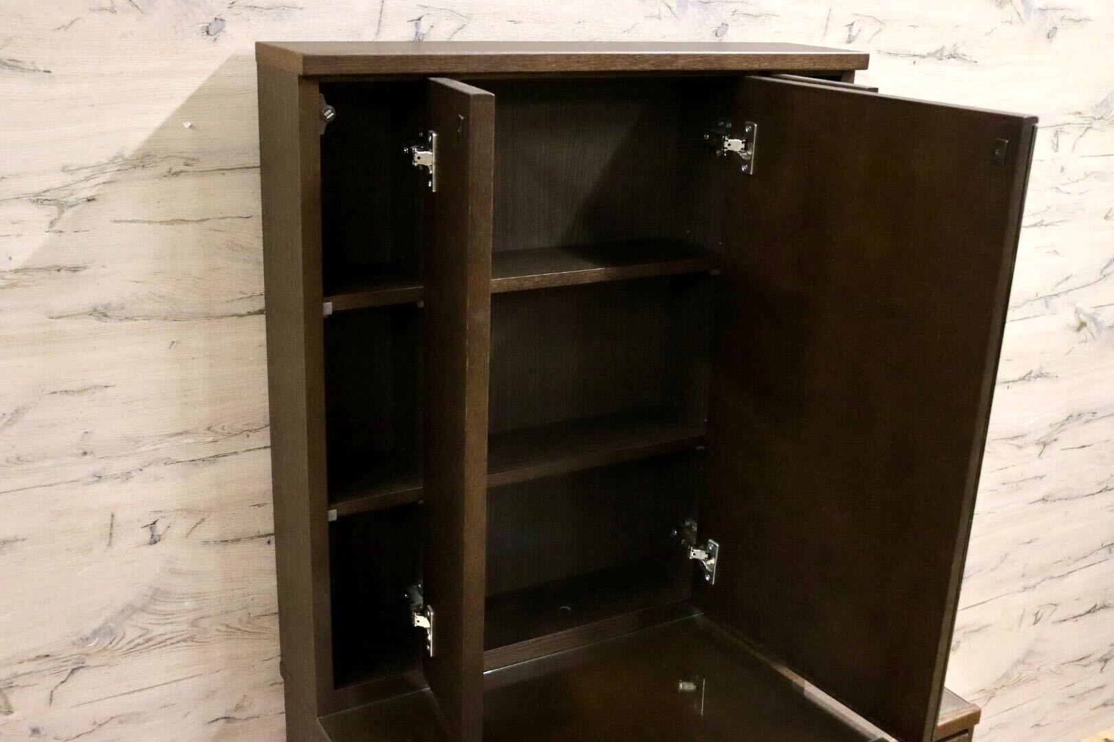 GMIH278○karimoku / カリモク QT2321 ドレッサー 三面鏡 鏡台 化粧台 オーク材 モカブラウン 国産家具 定価約18.8万 美品