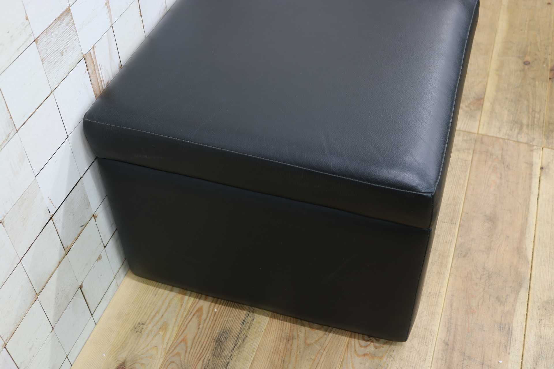 GMGK550◯ITOKI / イトーキ オットマン スツール フットスツール レザー 本革 ブラック モダン