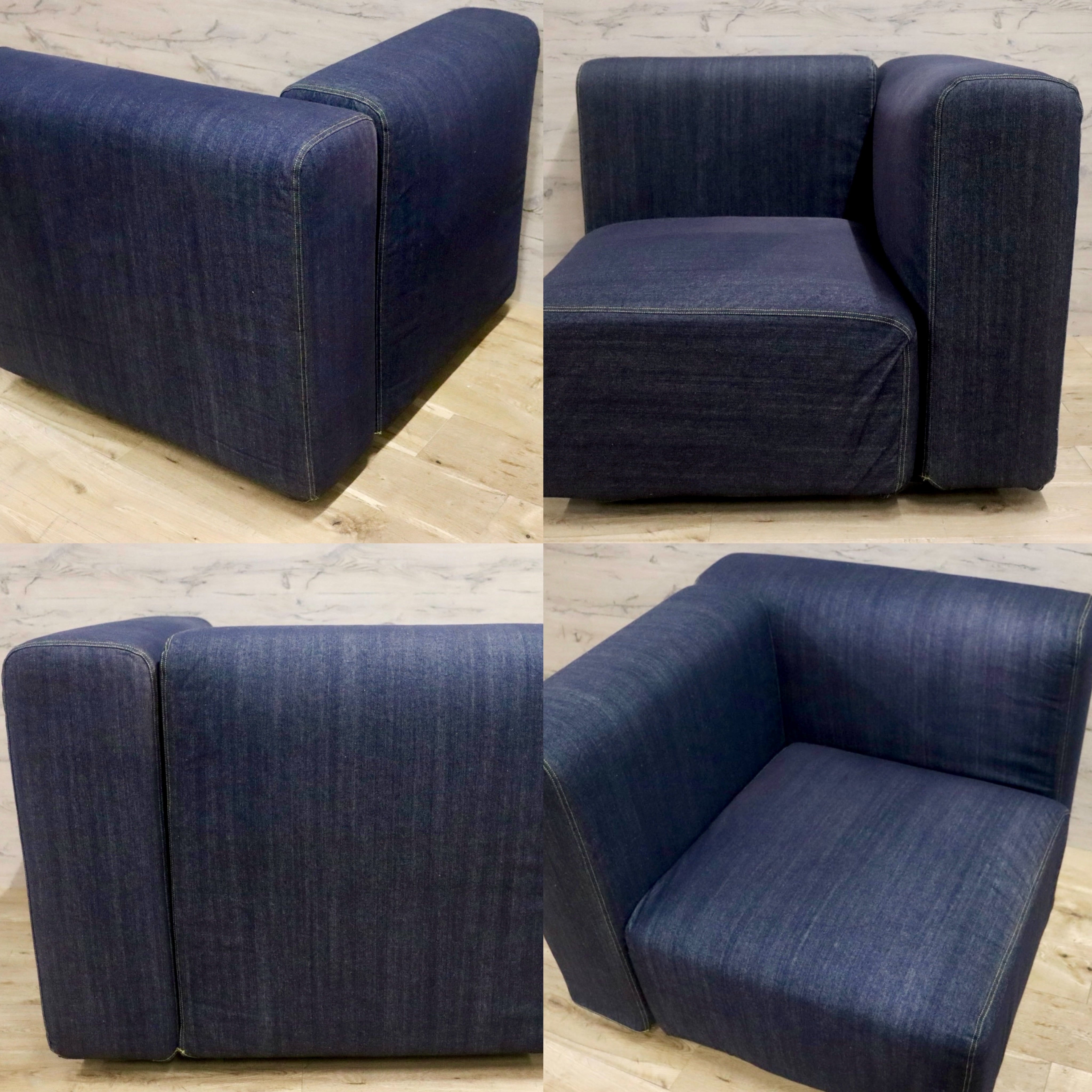 GMHK444○無印良品 / MUJI ユニットソファ 組み合わせソファ システムソファ ファブリック モダン デニム