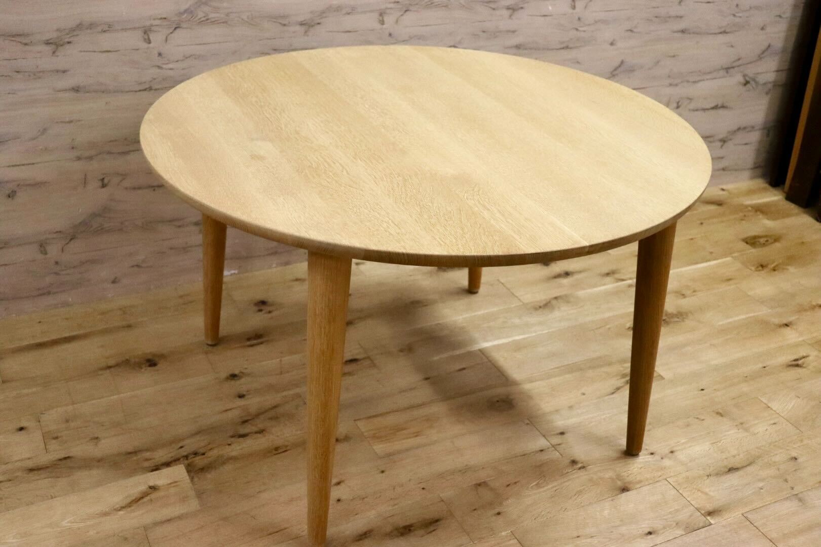 GMIS303○飛騨産業 / HIDA 侭 JIN ダイニングテーブル ラウンドテーブル 食卓机 ナチュラル ホワイトオーク 無垢材 定価約15.5万 展示品