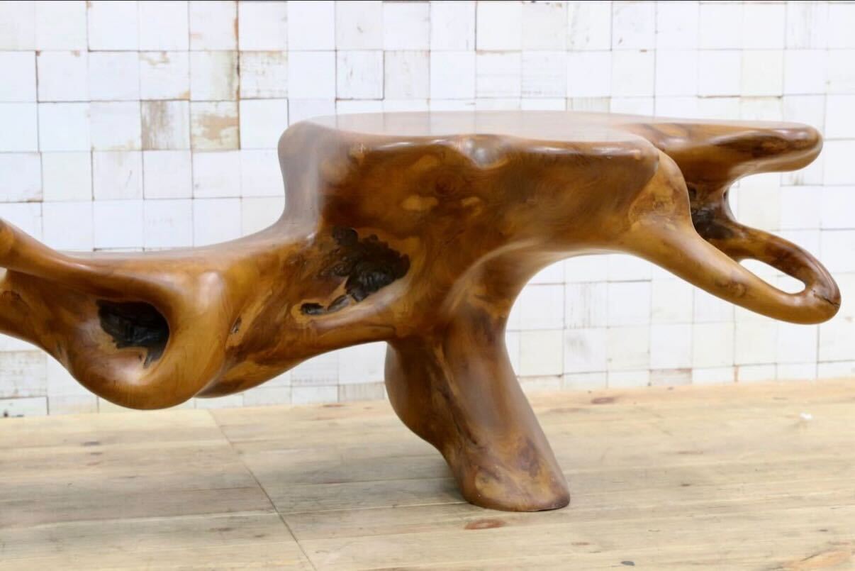 GMIS549○オールドチーク 飾り台 ローボード 花台 ベンチ 芸術作品 工芸品 和室 座敷 和モダン アンティーク