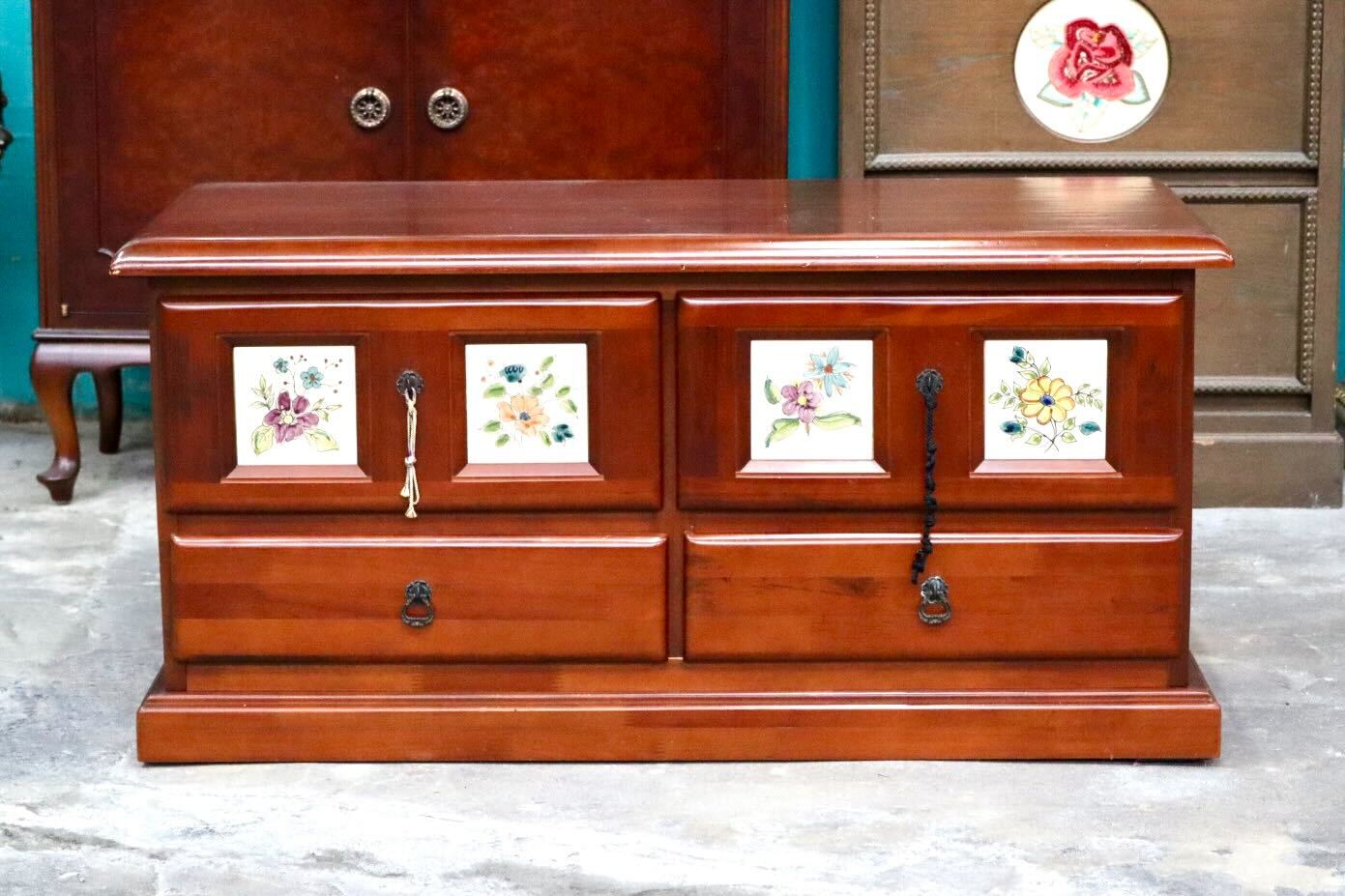 GMIK552A○ACTUS / アクタス バレンシア 2段チェスト キャビネット 収納 タイル 花柄 引き出し 木製 レトロ カントリー