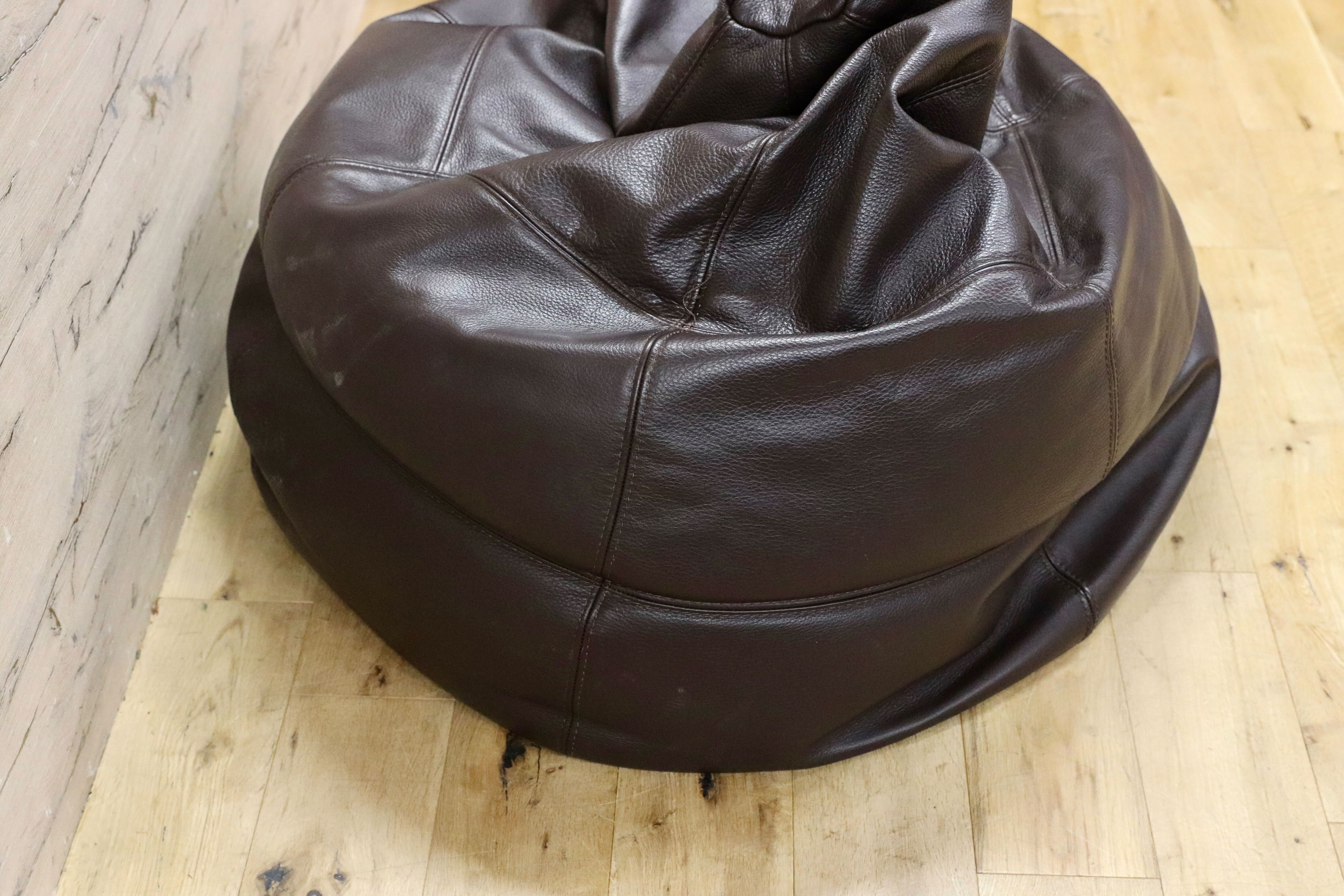 GMHS408○NATUZZI / ナツッジ 本革 レザー ビーンバックチェア ソファ ダークブラウン イタリアモダン 高級