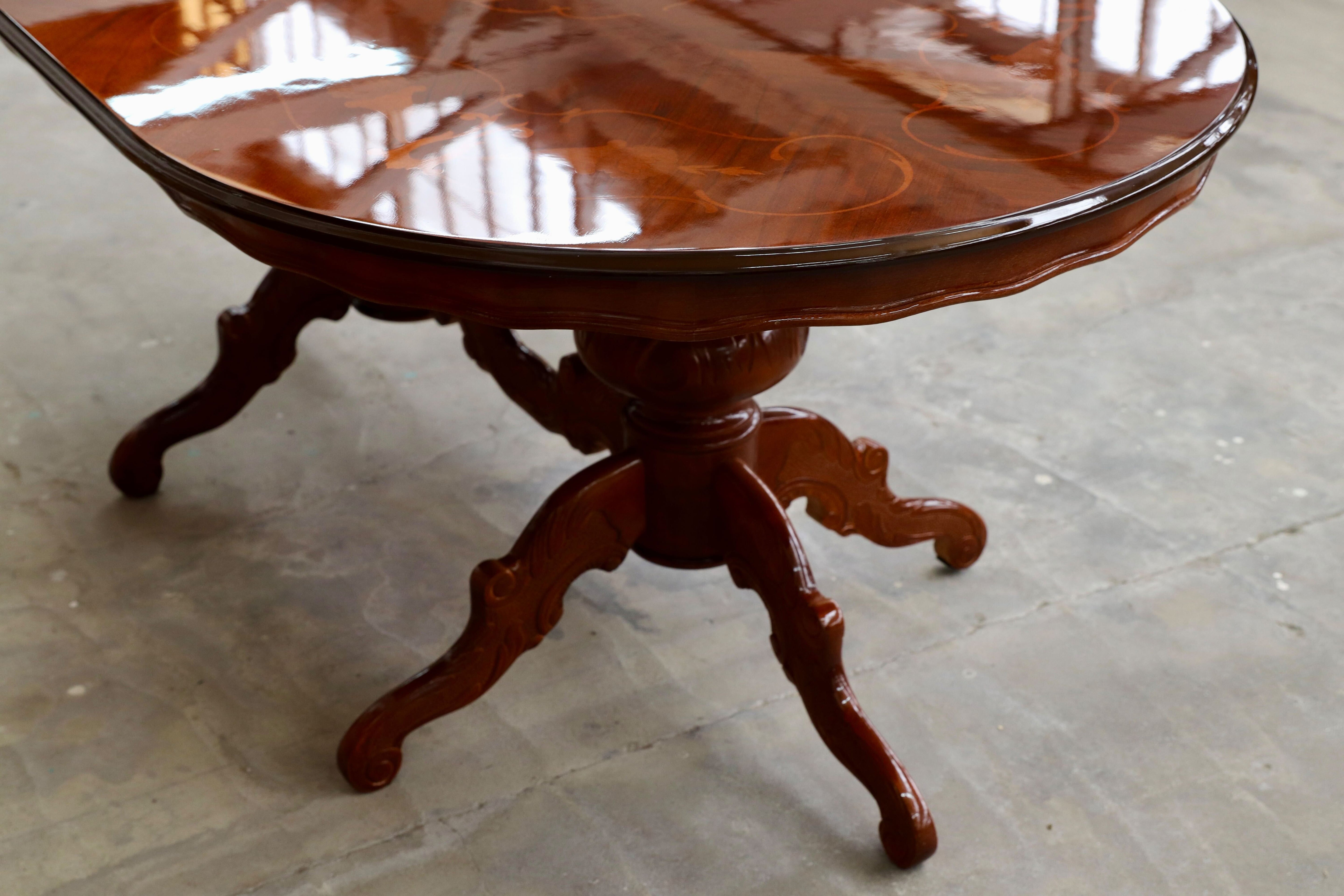 GMIK181○イタリア製 ディノス クラシック ダイニングテーブル 食卓テーブル 象嵌細工 モデルルーム展示品