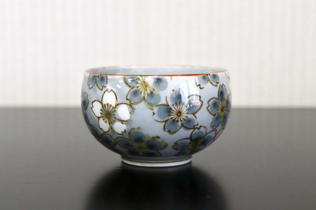 GMJH332AN○有田焼 急須茶器揃 急須 湯呑 汲出 仙茶 桜文様 染錦 和食器 茶器 陶器 和モダン 5客セット
