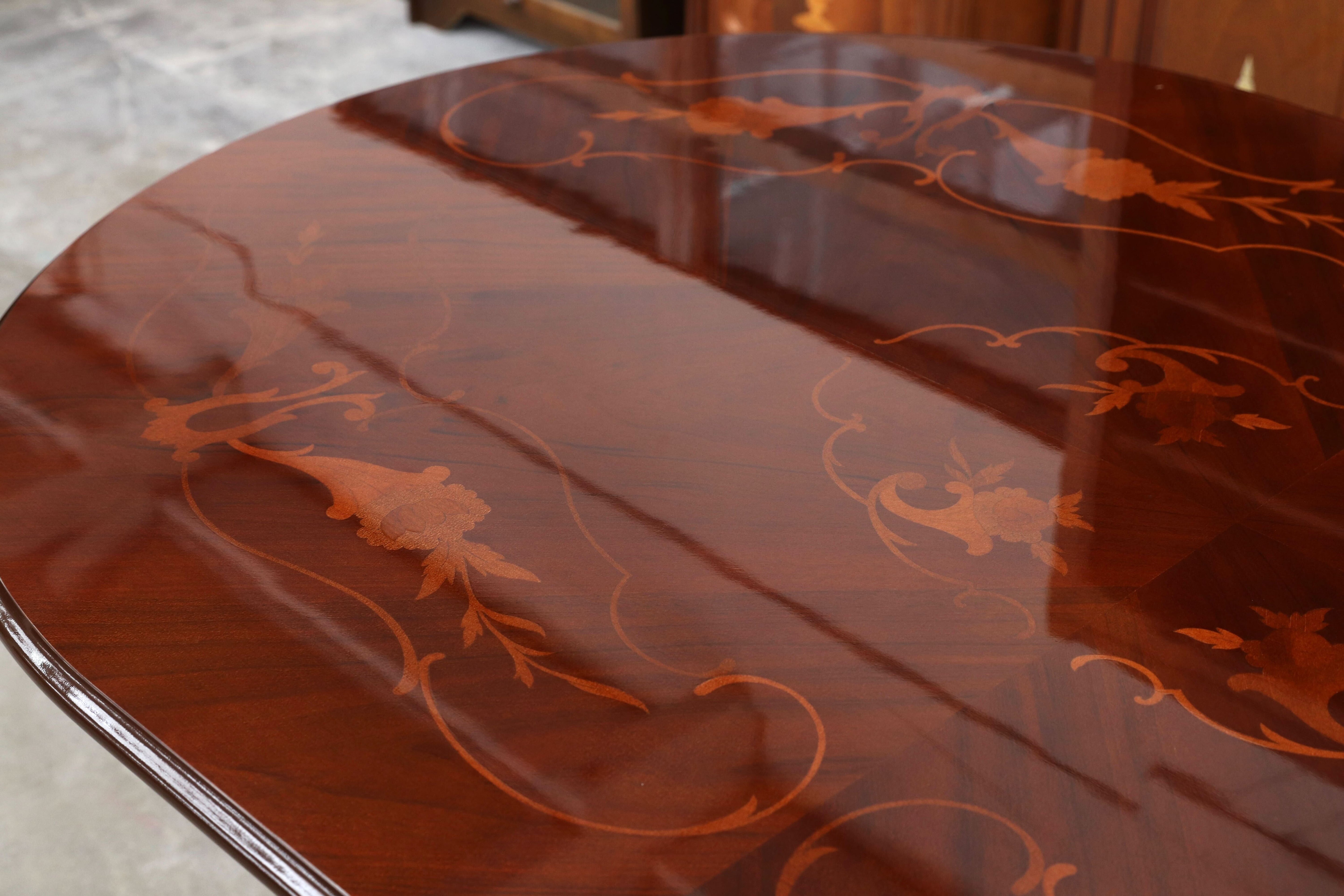 GMIK181○イタリア製 ディノス クラシック ダイニングテーブル 食卓テーブル 象嵌細工 モデルルーム展示品