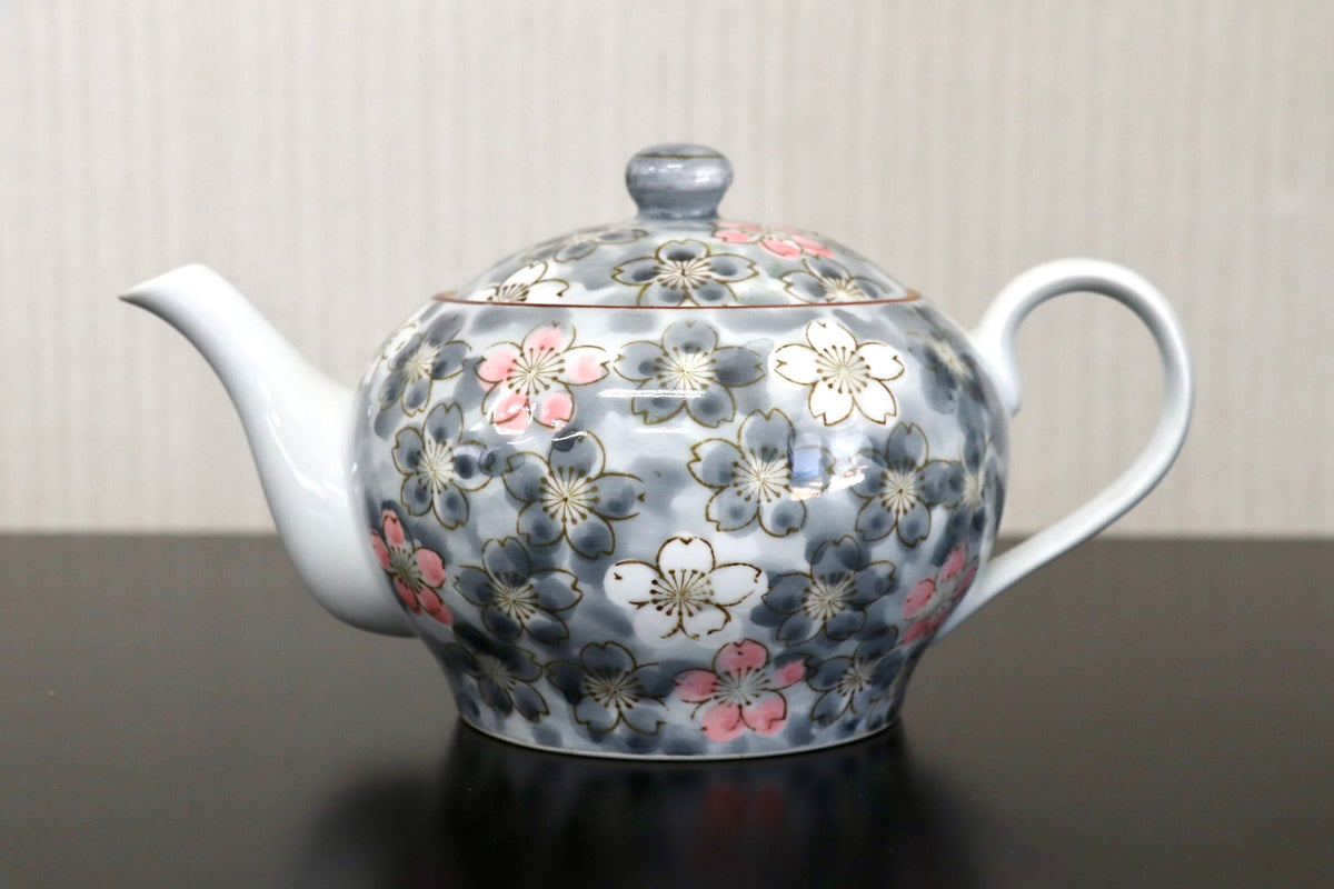 GMJH332AN○有田焼 急須茶器揃 急須 湯呑 汲出 仙茶 桜文様 染錦 和食器 茶器 陶器 和モダン 5客セット